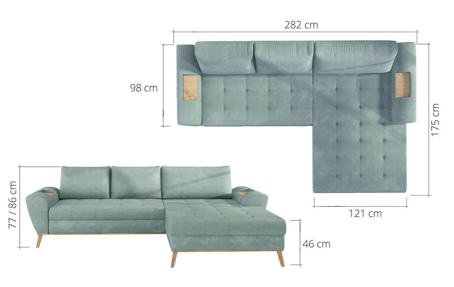 JVmoebel Ecksofa Bettfunktion Wohnlandschaft Schlafsofa Couch Mit Ecksofa Blau L-Form Bettfunktion Sofa