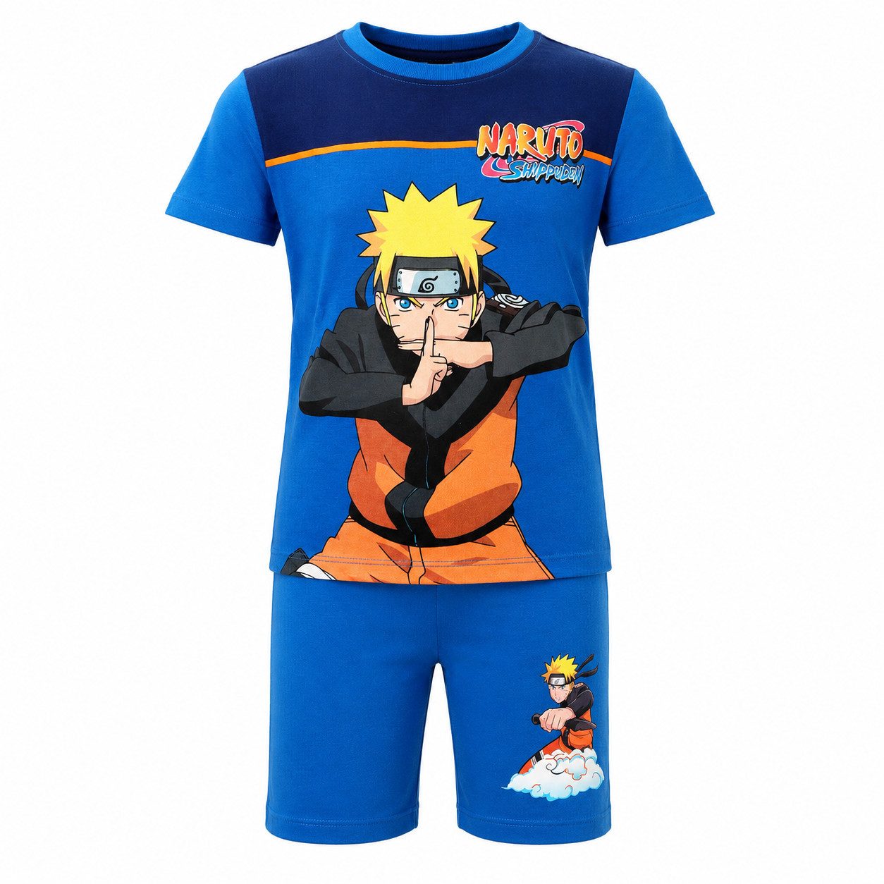 Naruto Schlafanzug Naruto Shippuden Jungen Sommerset – Anime Kinder Set T-Shirt Shorts Gr. 104 bis 140 - 100% Baumwolle