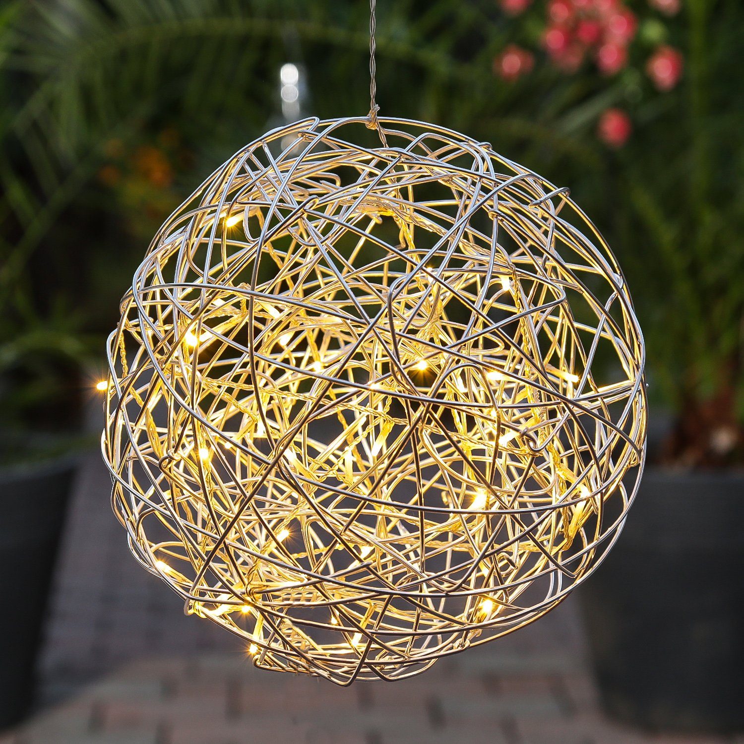 MARELIDA LED Kugelleuchte LED Drahtkugel 30cm 50LED Kugelleuchte
