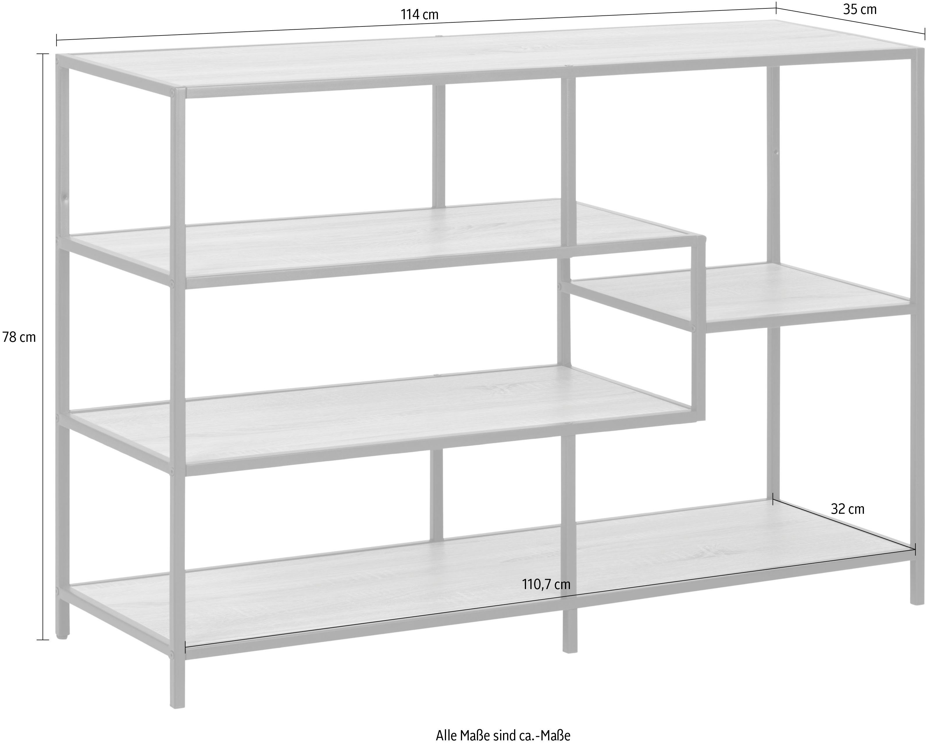 Gestell im asymmetrische Höhe ACTONA cm Details, 4 Böden, 78 GROUP Industrie-Look, Bücherregal,