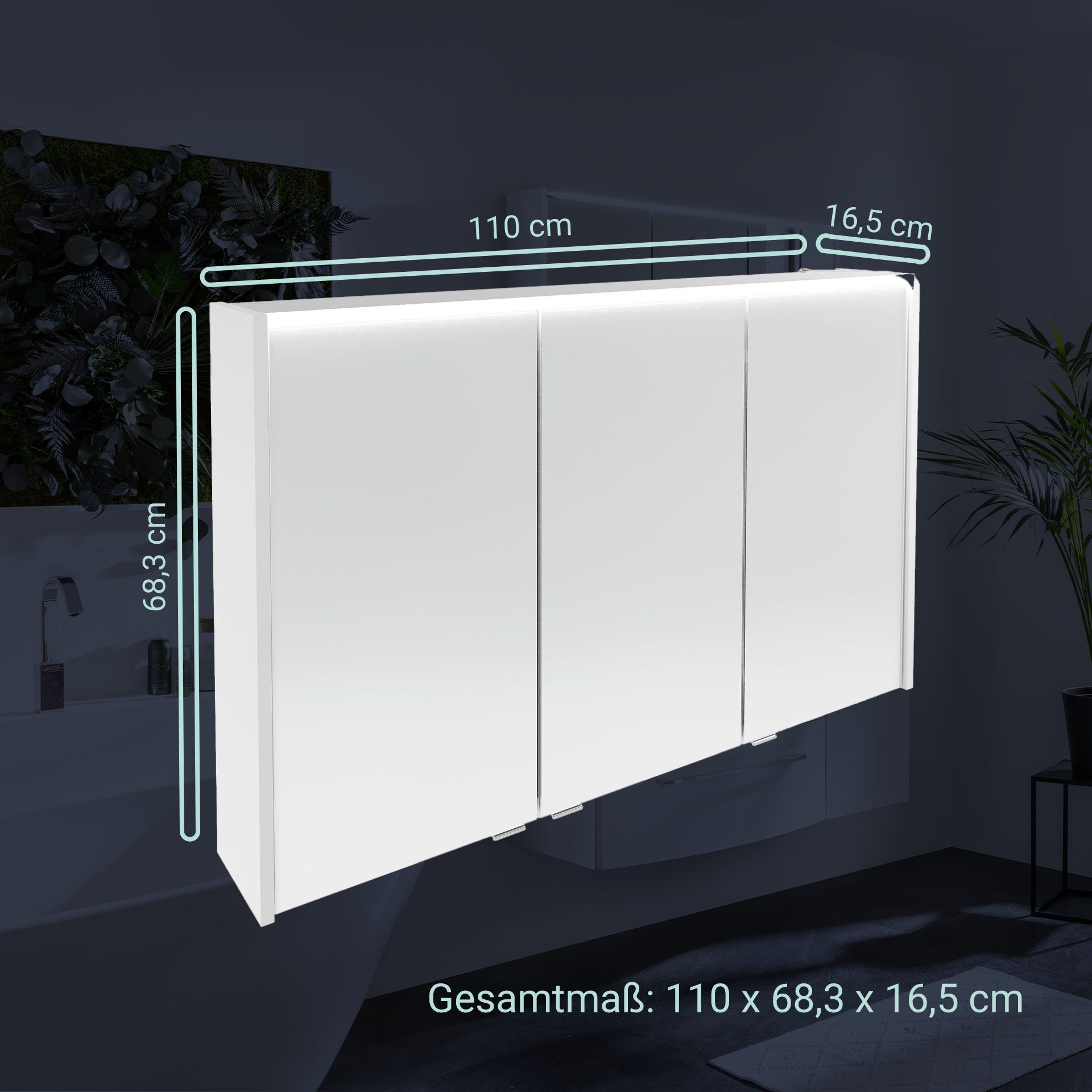 LED-Spiegelschrank vormontiert, hängend FACKELMANN Badezimmerspiegelschrank – Verona Weiß