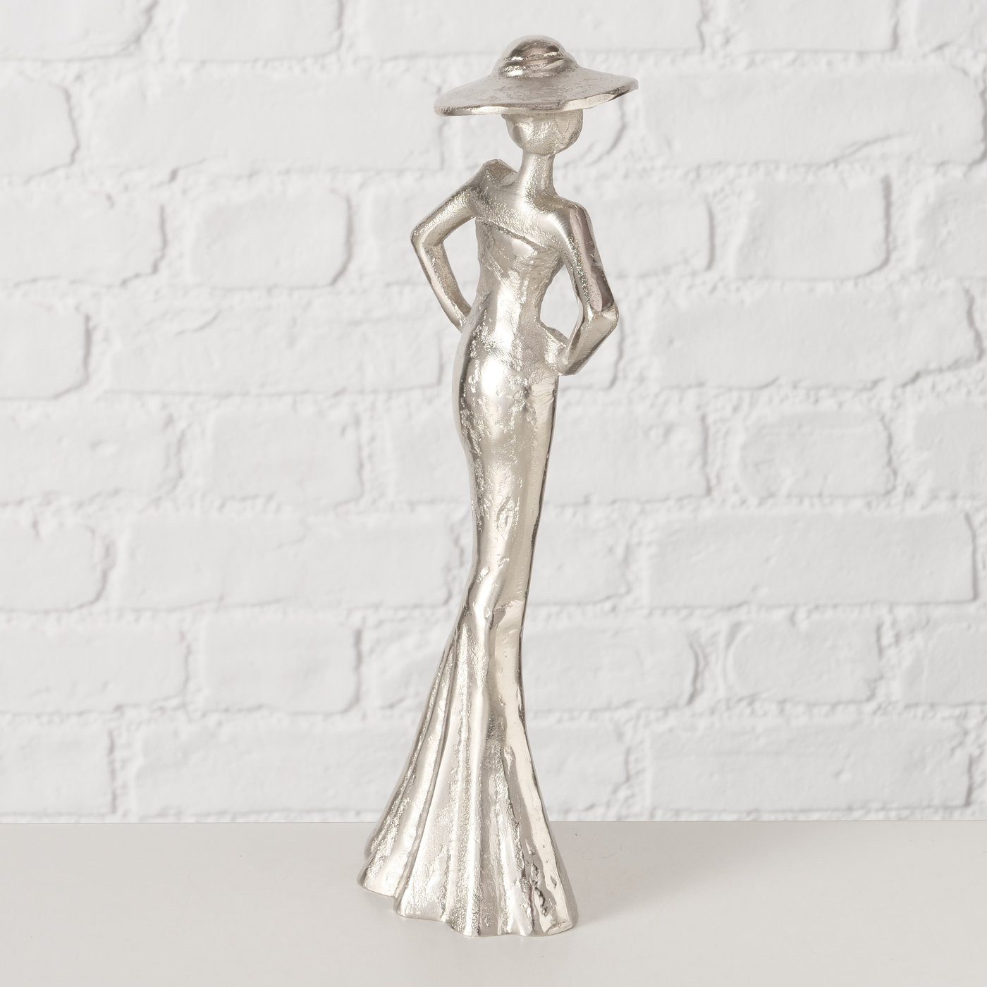 MF Skulptur Lady Elegante Aluminium Figur in Silber – Handgefertigte Deko günstig online kaufen
