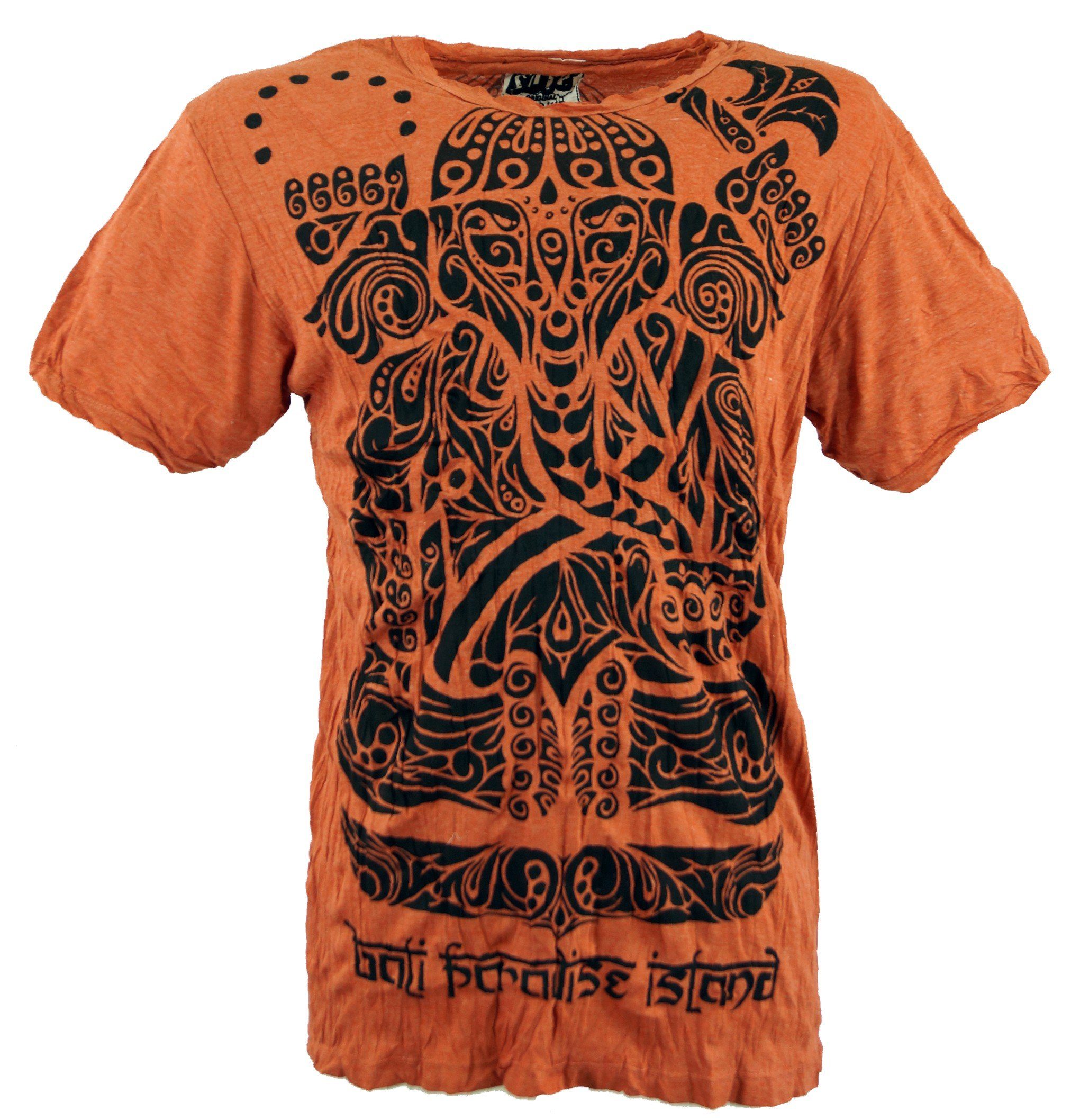 Guru-Shop T-Shirt Sure T-Shirt Tribal Ganesha - rostorange Goa Style, Festival, alternative Bekleidung