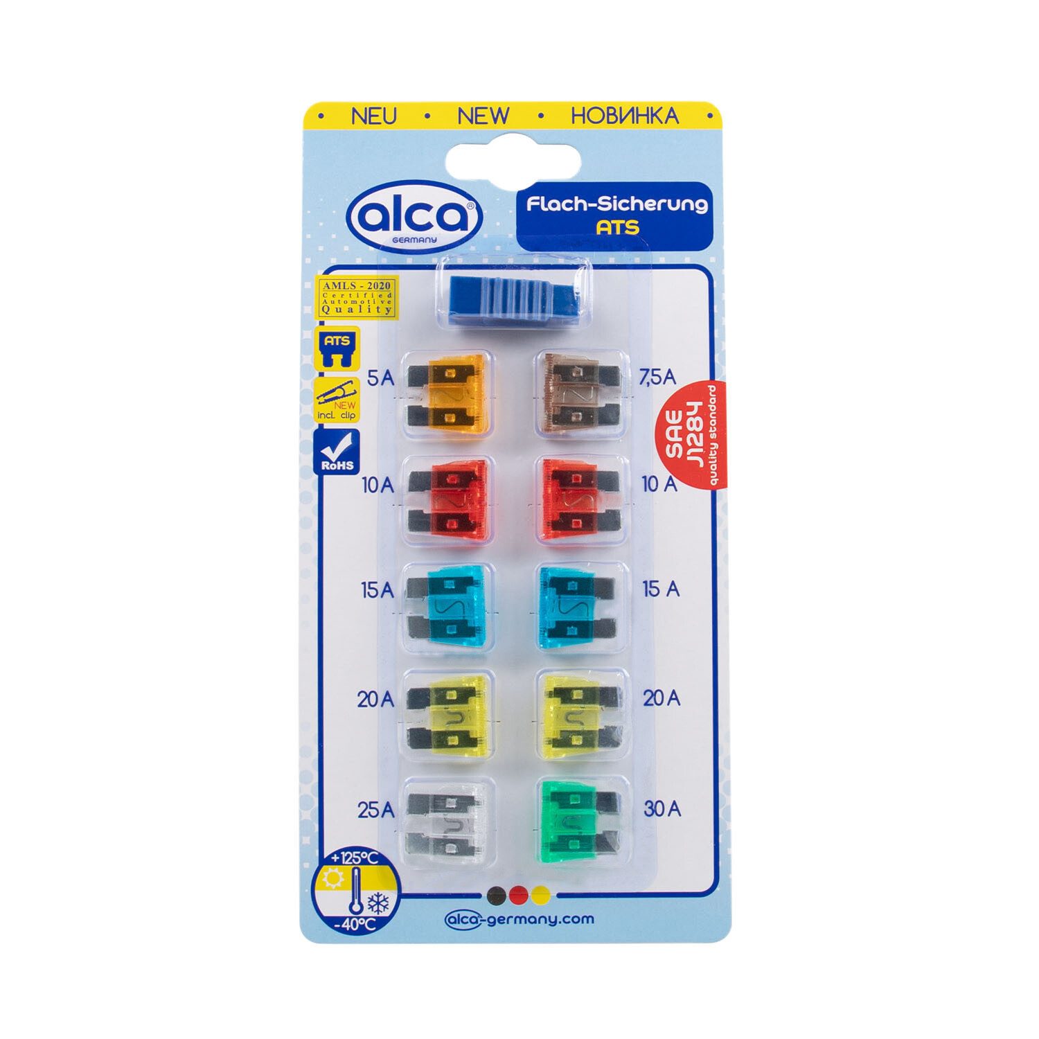 alca Flachstecksicherungshalter Flach-Sicherungen 5 - 30 A; 10 St. Blister Sicherungen diverse Farben, (10-St)