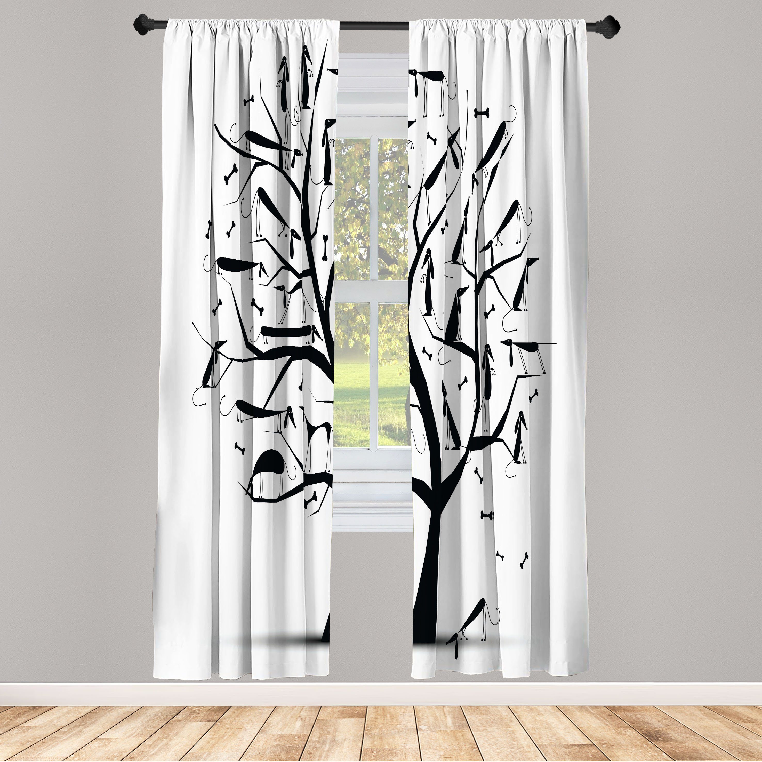 Gardine Vorhang für Wohnzimmer Schlafzimmer Dekor, Abakuhaus, Microfaser, Abstrakt Herbst-Jahreszeit-Baum
