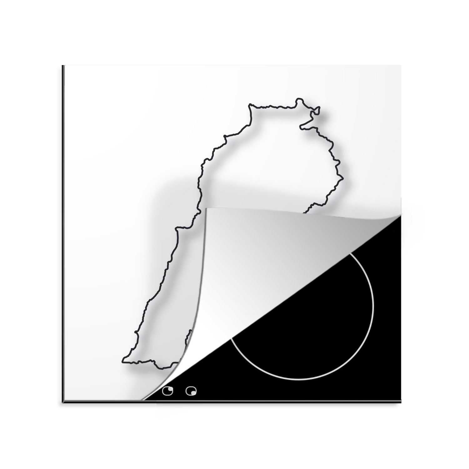 tlg), der Ceranfeldabdeckung, schwarzer des Libanon Herdblende-/Abdeckplatte mit MuchoWow Linie, (1 cm, Arbeitsplatte Vinyl, für 78x78 Karte Illustration küche