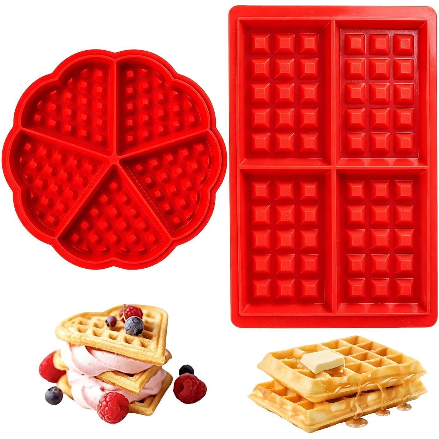 LuxusKollektion Silikonform Silikon Waffelform 2 Stk. Herz/Rechteck Rot