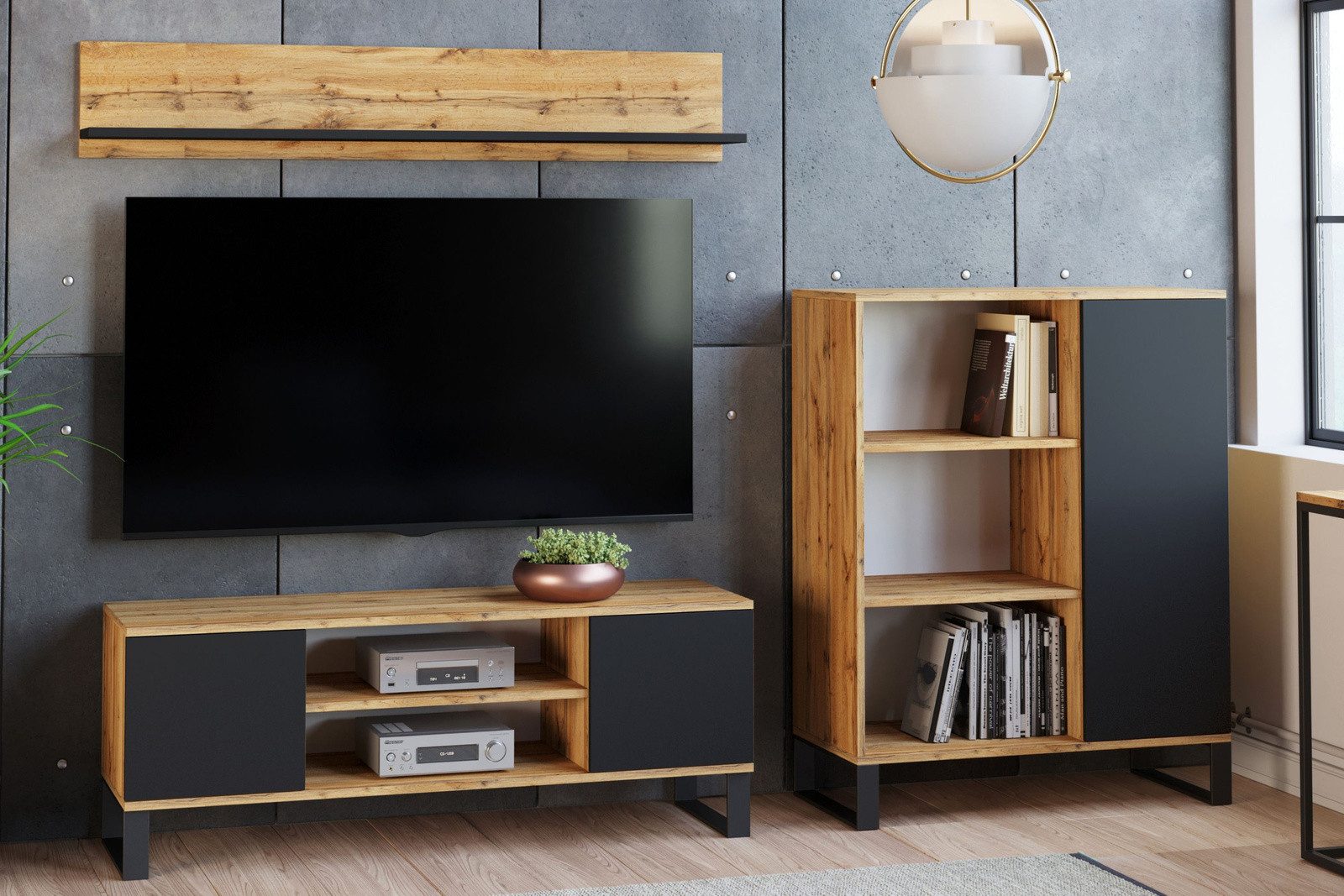 Raumhirsch Furniture Lowboard Focus, Stehendes Fernsehregal für das Wohnzimmer (Fernsehkommode, TV Schrank, TV Board stehend), Elegant & Funktional
