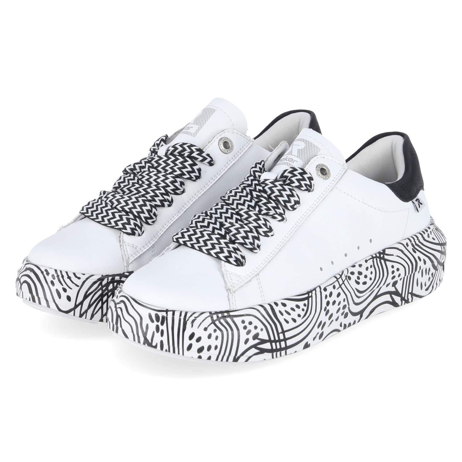Rieker W1201-83 Damen Glattleder white Schnürschuh