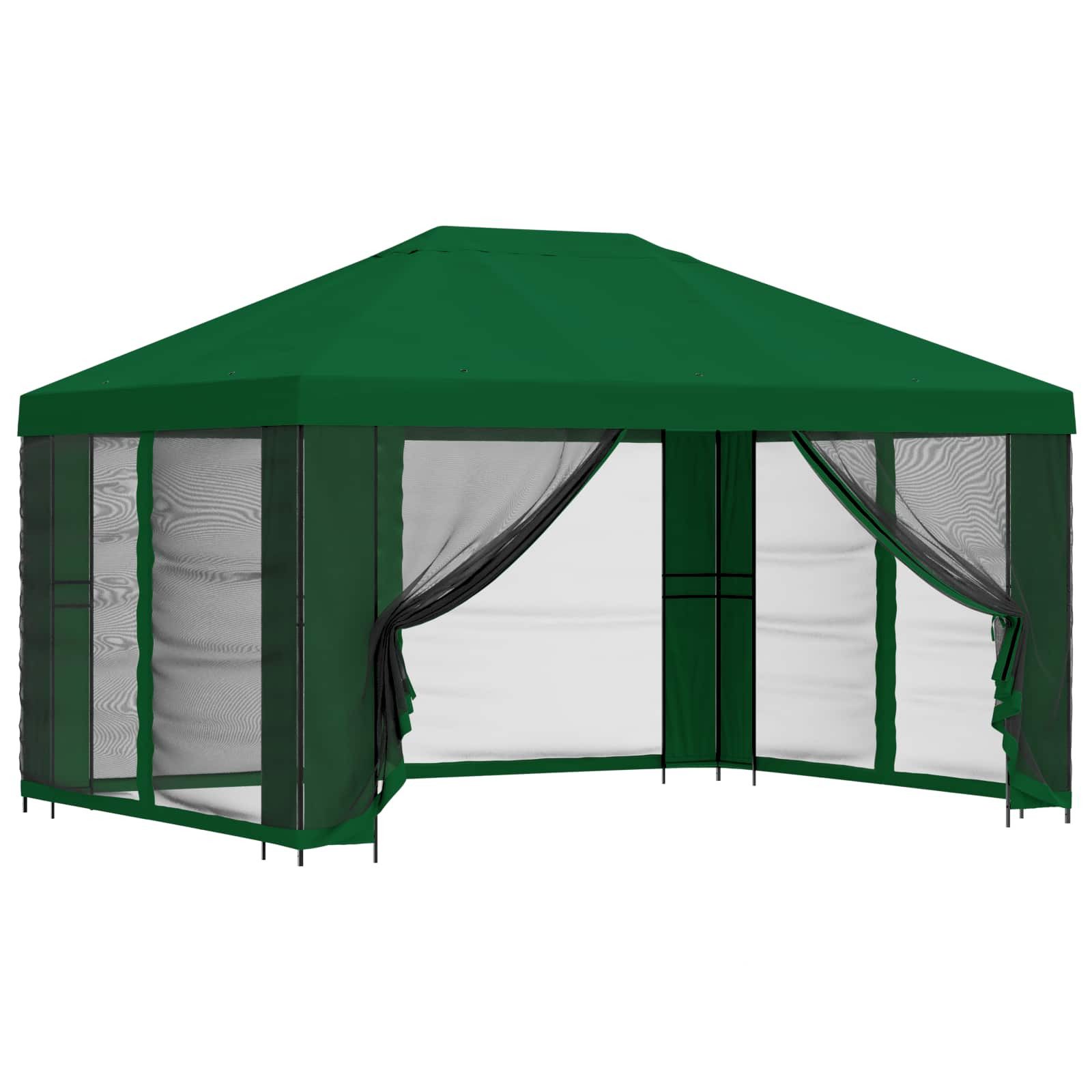 vidaXL Partyzelt Garten Pavillon mit Seitenwänden 4 x 3 m Grün