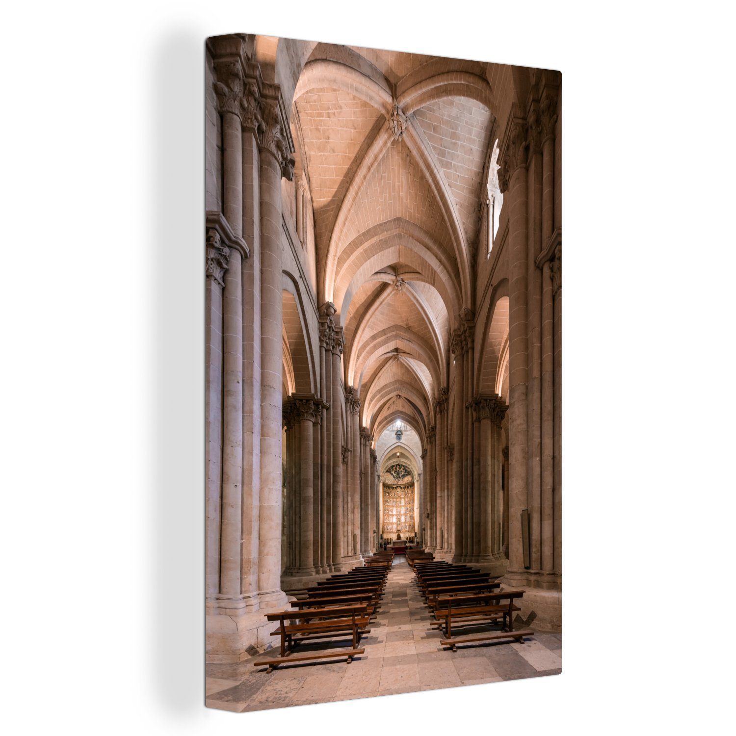 OneMillionCanvasses® Leinwandbild Der Kathedrale, Korridor inkl. gotische der (1 bespannt Leinwandbild fertig Gemälde, 20x30 St), Zackenaufhänger, cm