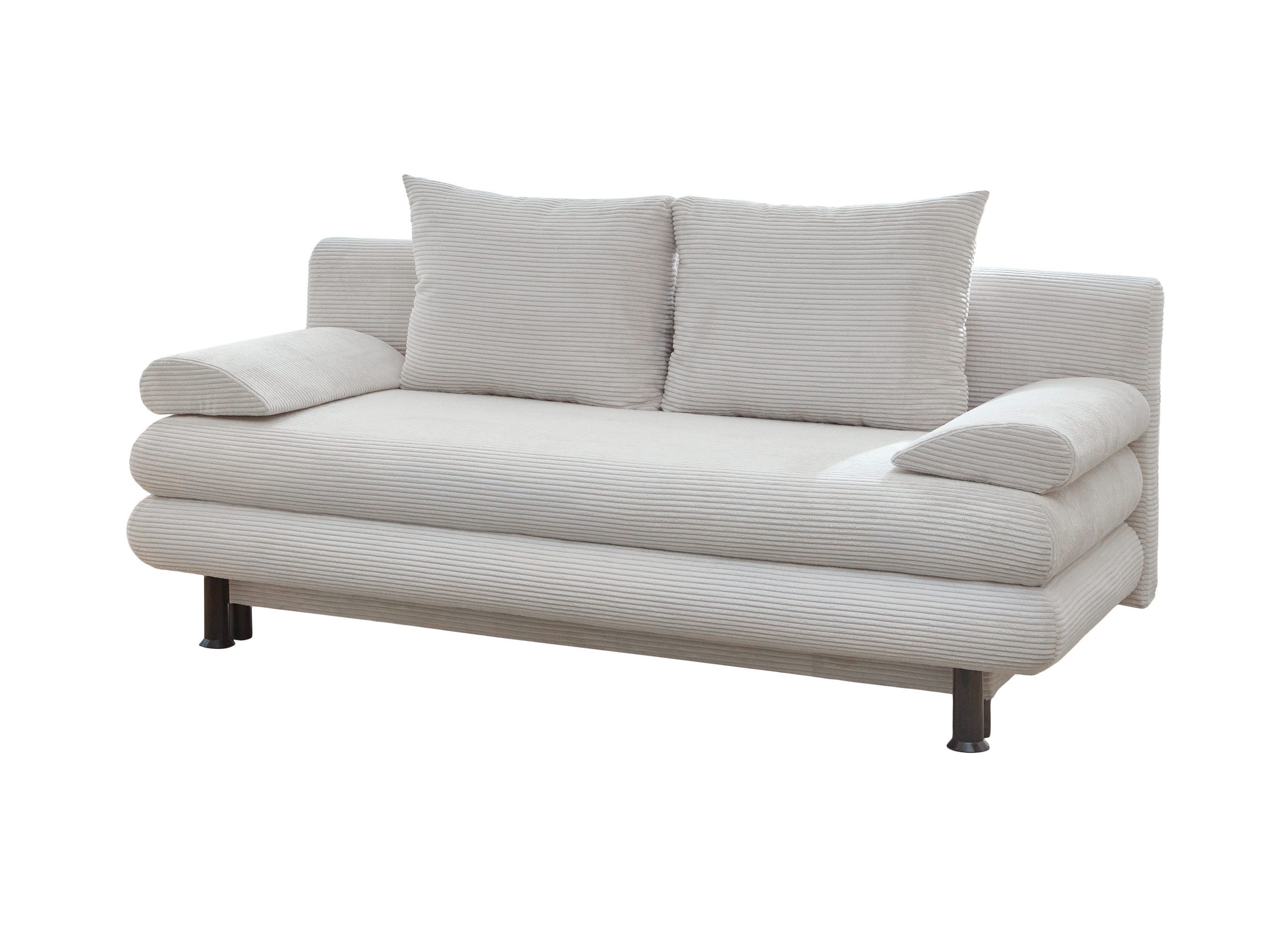 Schlafsofa Cord Beige 190 cm / Bettfunktion / Bonell-Federkern / Avenda