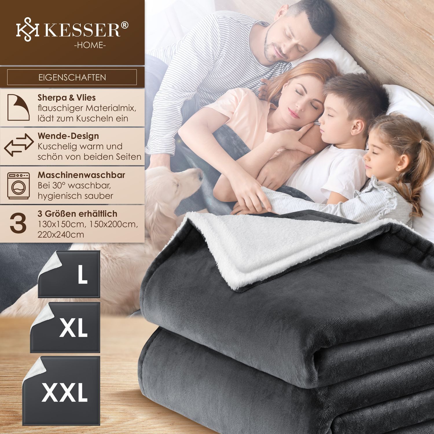 Wohndecke, KESSER, Kuscheldecke Flauschige Sherpa Extra Weich & Warm Wohnde günstig online kaufen