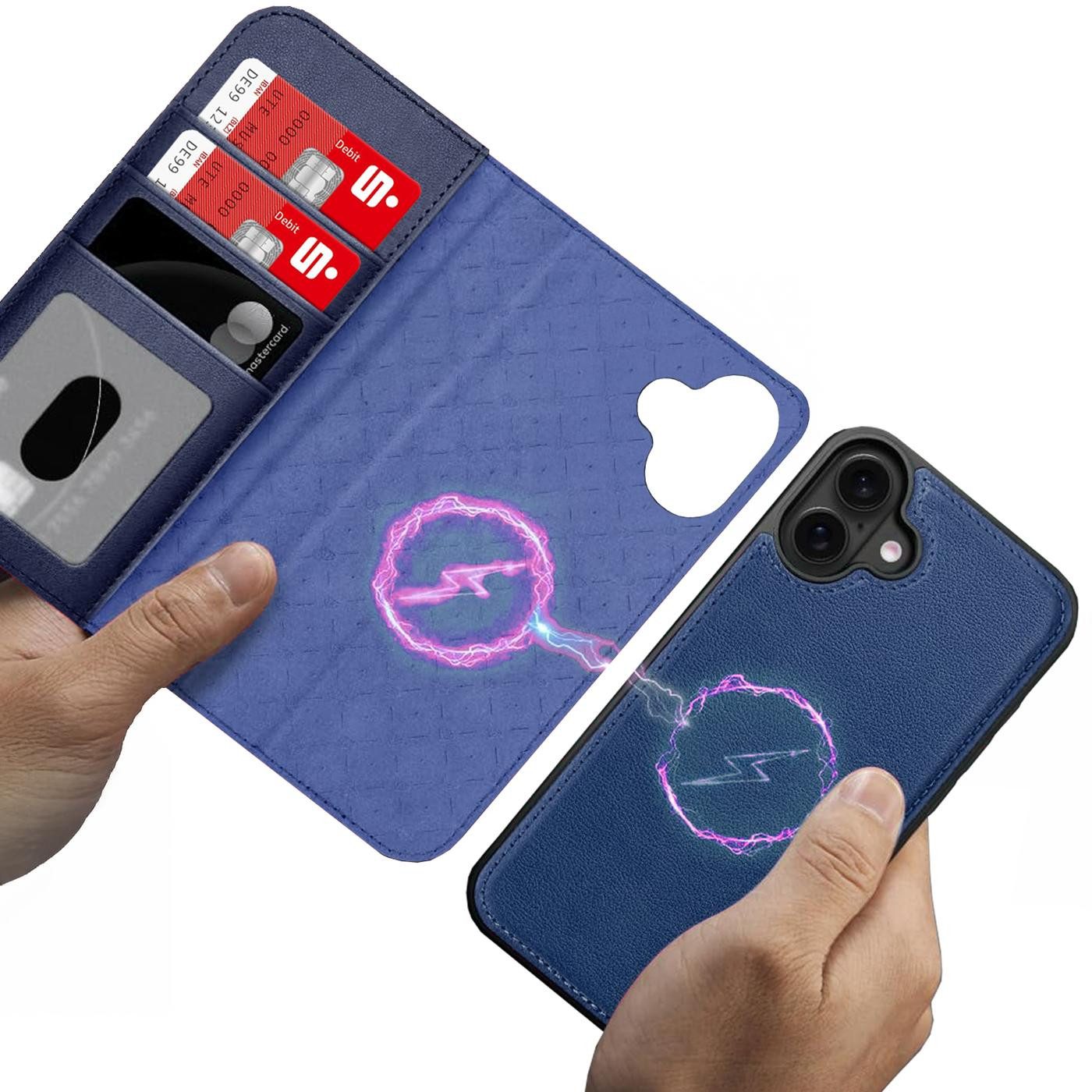 CoolGadget Handyhülle Magnet Book Case für Apple iPhone 17 Hülle + Klapphülle 6,3 Zoll, 2in1 abnehmbare magnetische RFID Schutzhülle Kartenfach Fotofenster – Bild 2 von 5