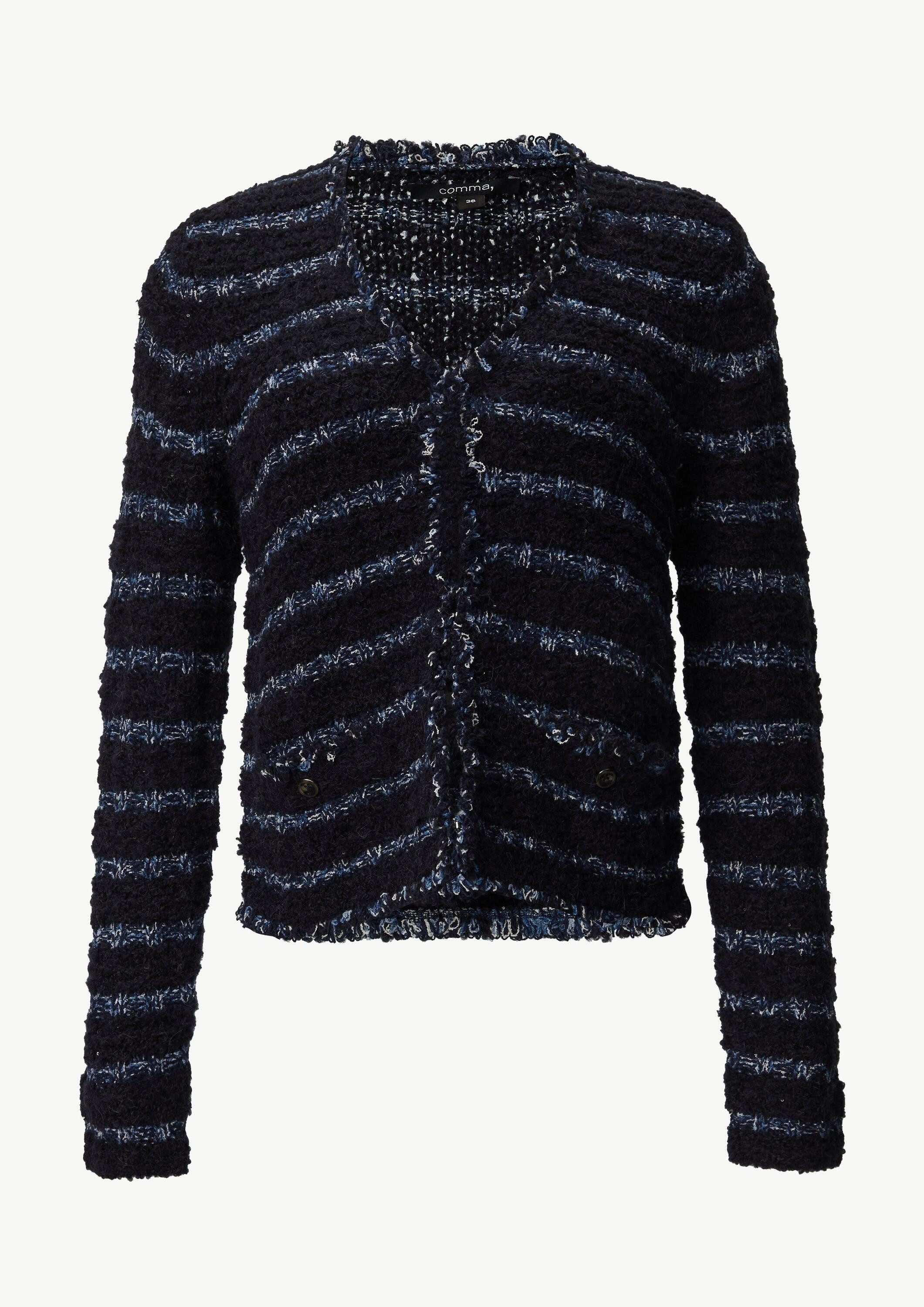 comma Cardigan Strickjacke Strickjacke aus Effektgarn mit Fransen