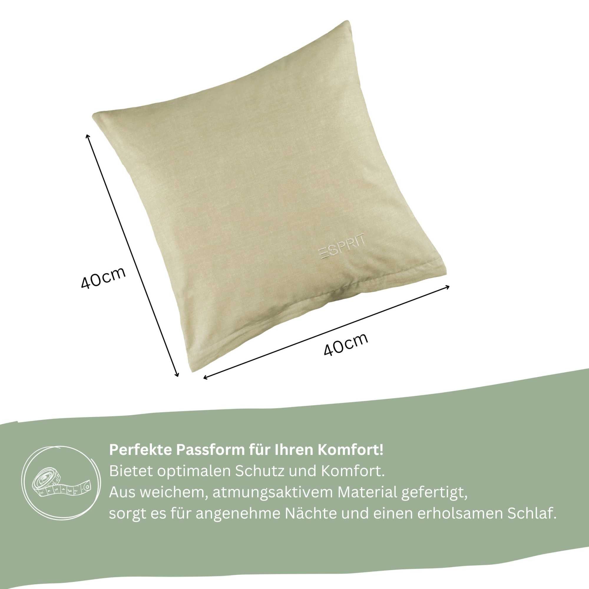 Esprit Bettwäsche HARP Renforcé Kissenbezüge und Bettwäsche, Baumwolle, 2 teilig, 40 x 40 cm 2er Pack in Beige