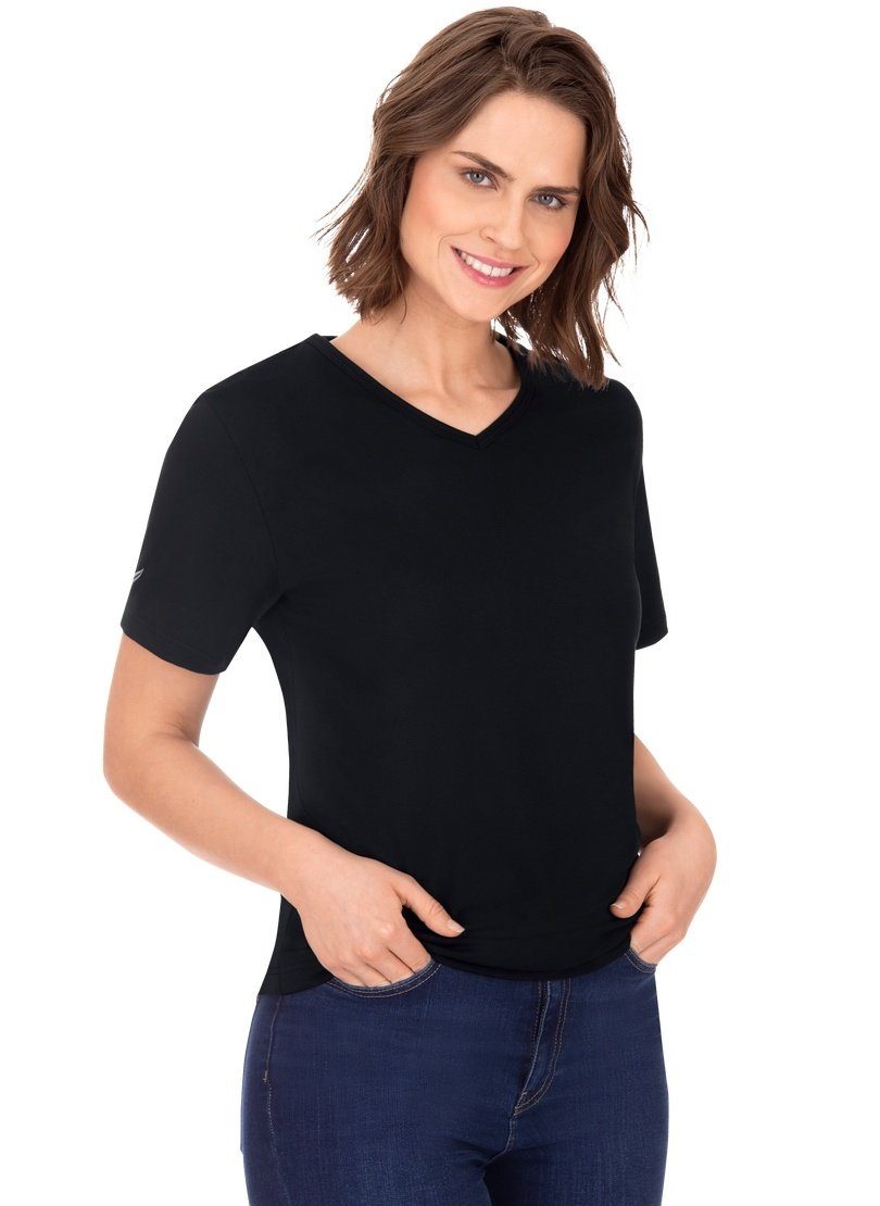 Bio-Baumwolle schwarz-C2C aus TRIGEMA 100% V-Shirt T-Shirt Trigema (kbA)