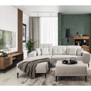 Lomadox Highboard VAREDO-132, Eiche Nb. Wohnzimmer Möbel im modernen Vintage Design 90/140/40 cm