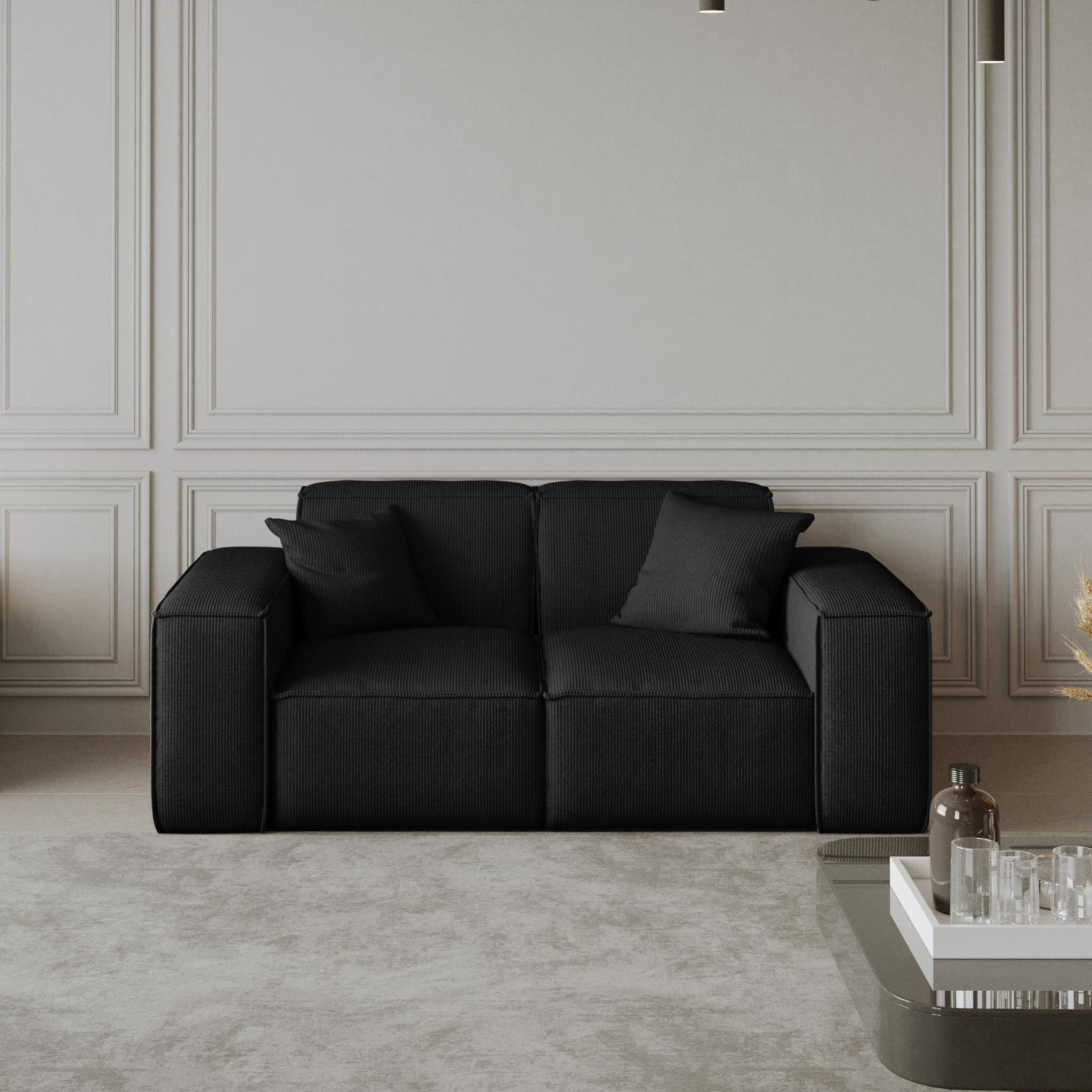 2-Sitzer Beautysofa Armlehnen Velourstoff, mit Breite inlusive Cordstoff Stil, Wellenfedern, Zweisitzer Lugano, modernes Sofa Sofa im oder aus