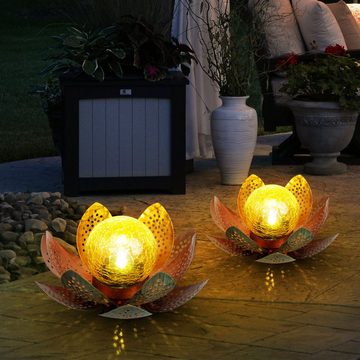 etc-shop Gartenleuchte, LED-Leuchtmittel fest verbaut, Kaltweiß, LED Garten Solar Lampe Tisch Leuchte Lotus Blume Deko Beleuchtung