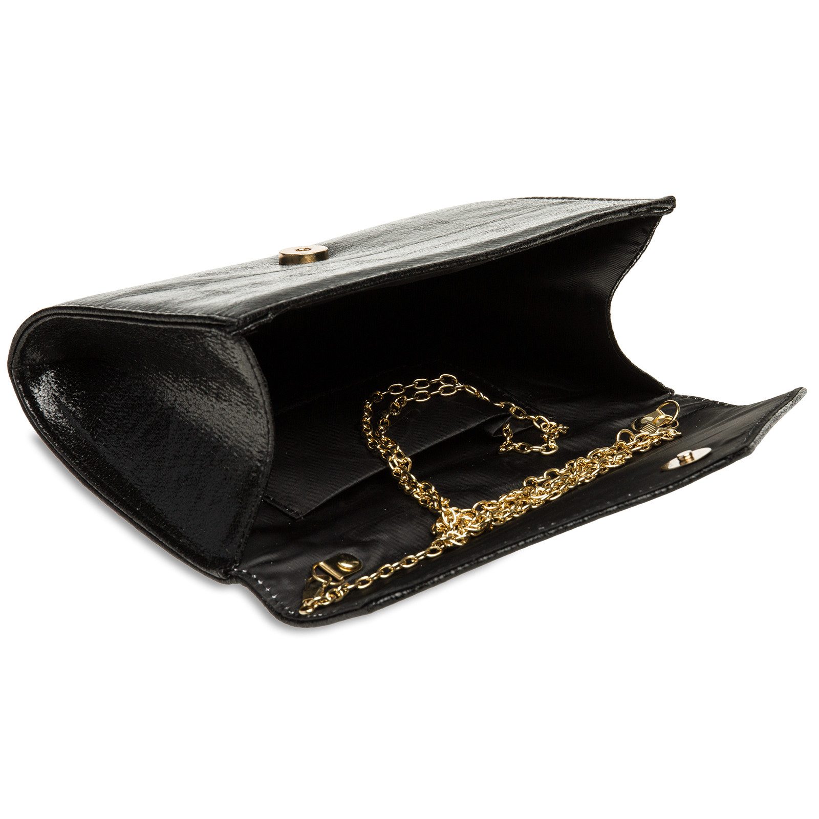 Caspar Clutch TA424 stylisch elegante Damen Metallic Abendtasche mit langer Kette – Bild 3 von 5
