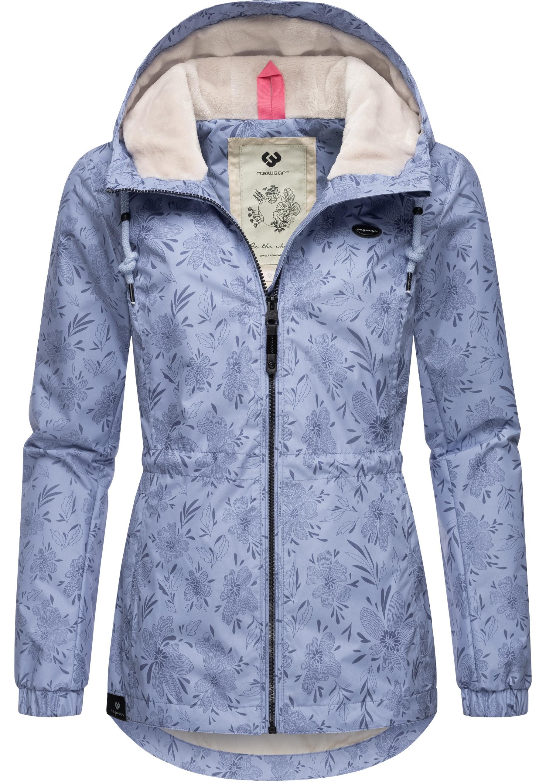 Ragwear Outdoorjacke Dankka Spring Wasserdichte Damen Jacke mit floralem Allover-Print