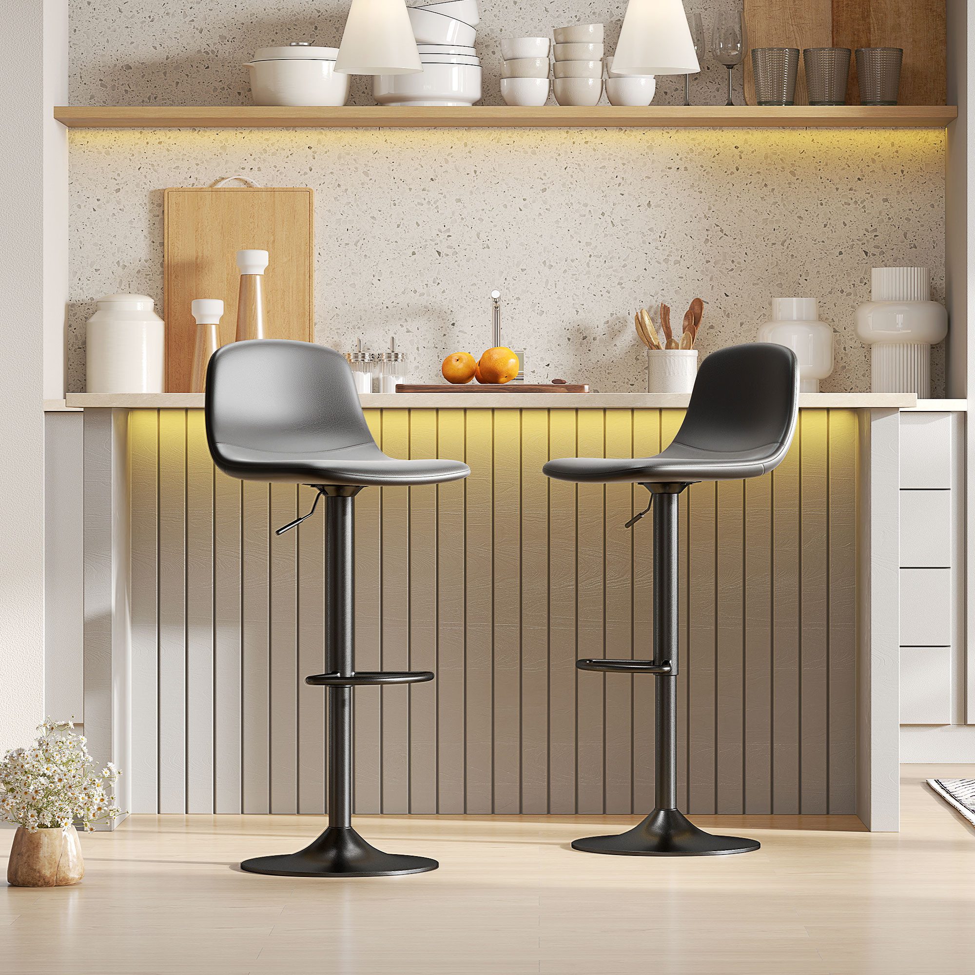 HOMCOM Barhocker Höhenverstellbar Drehbar Barstuhl mit Rückenlehne und Fußs günstig online kaufen