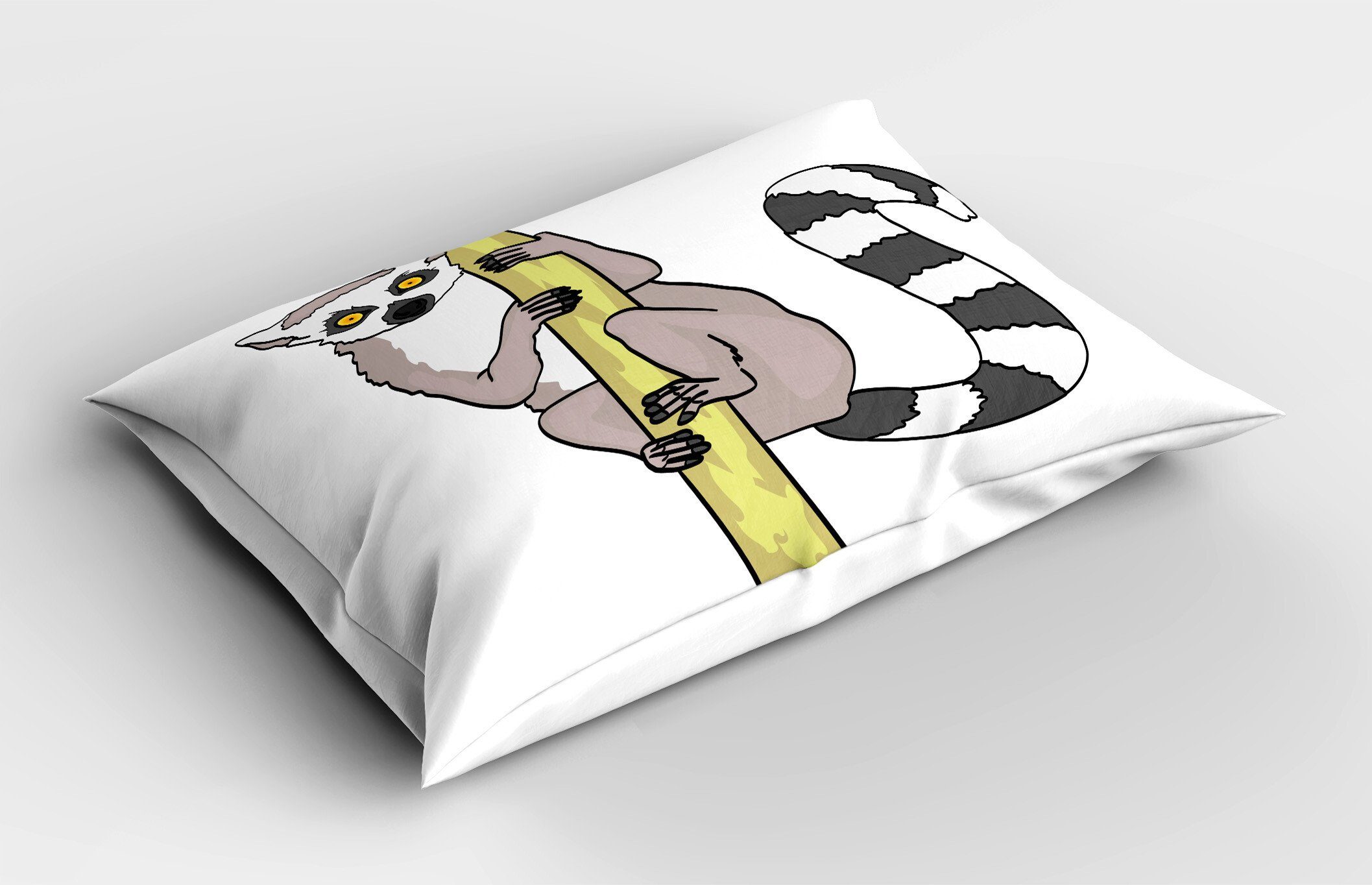 King Standard Cartoon Gedruckter Abakuhaus Kissenbezüge Lemur Kissenbezug, Tropical (1 Size angebundene Stück), Dekorativer Ring