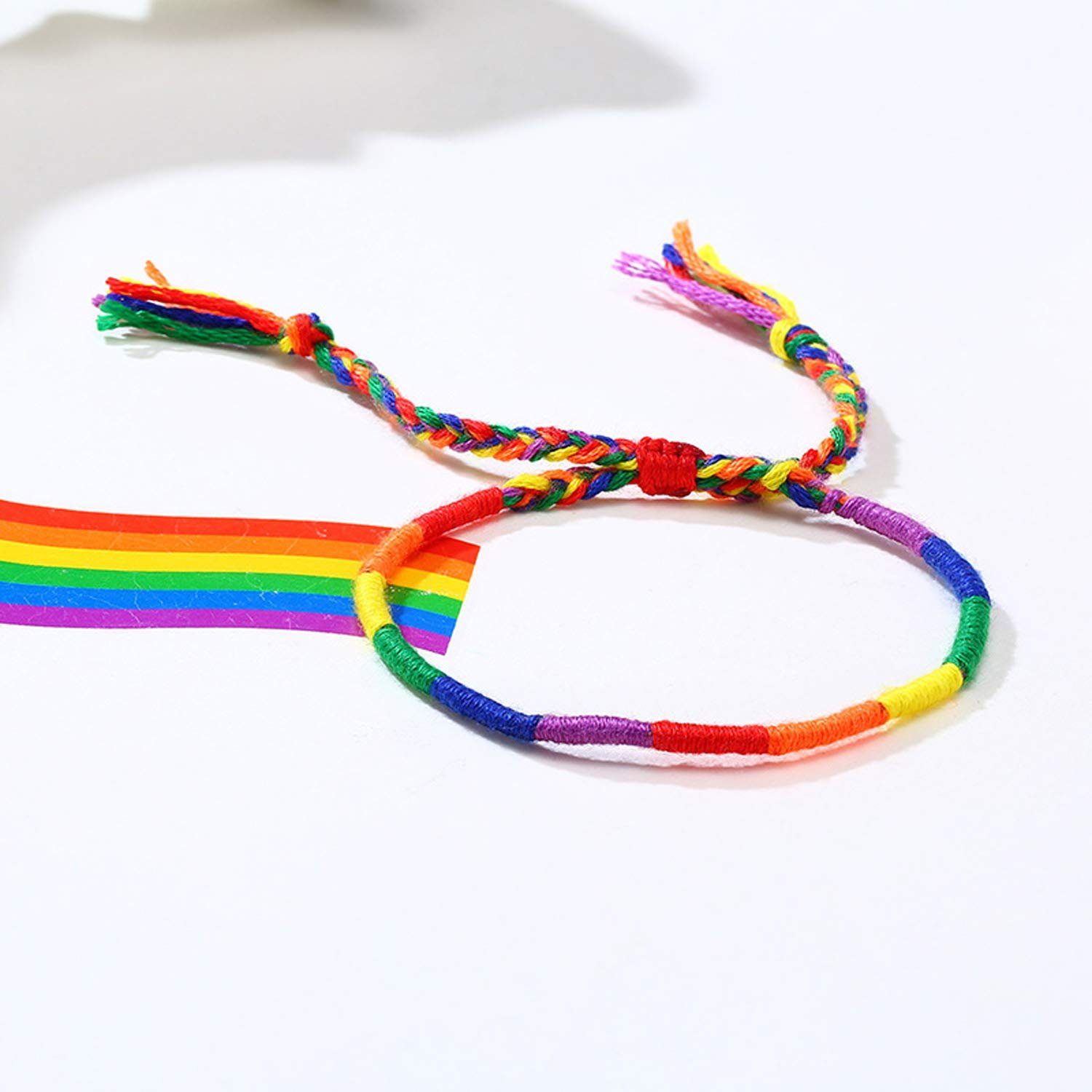 Regenbogen 2Pcs Seil geflochtenes einstellbar Freundschaftsarmband Armbänder, Freundschaftsarmband Gewebtes Haiaveng LGBTQ