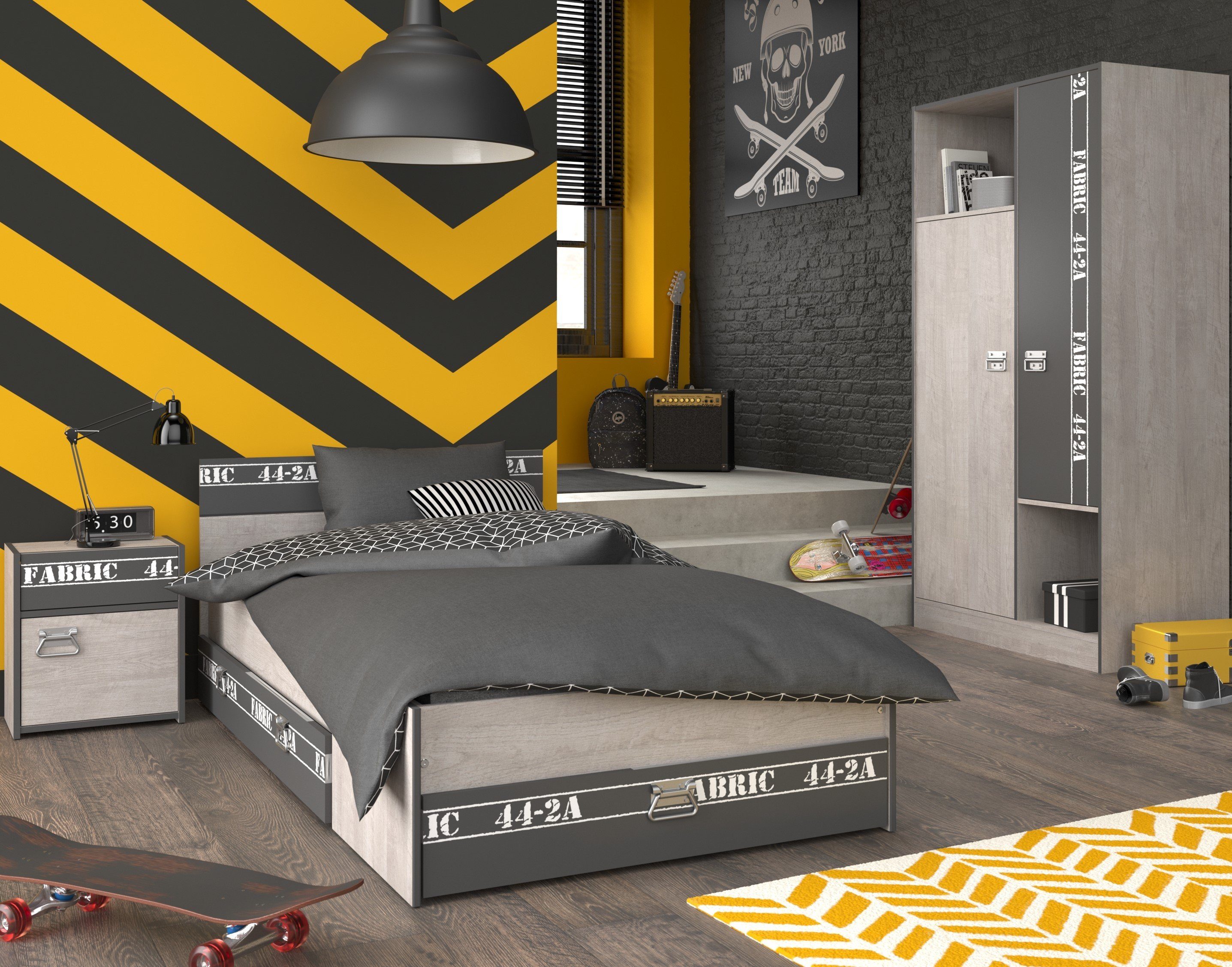 Parisot Jugendzimmer-Set "Fabric", (Set, 4 tlg., Bett, Bettschubkasten, Kle günstig online kaufen
