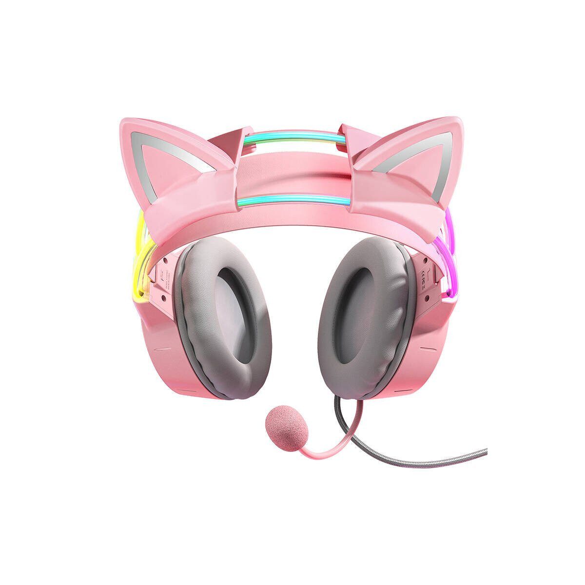 ONIKUMA ONIKUMA X15Pro Pink Gaming Headset Katzenohren On-Ear-Kopfhörer