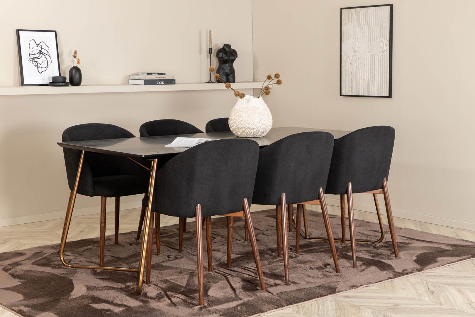 ebuy24 Essgruppe PippiCO Esstisch schwarz 6 Essgruppe Essz, und Arch (7-tlg)