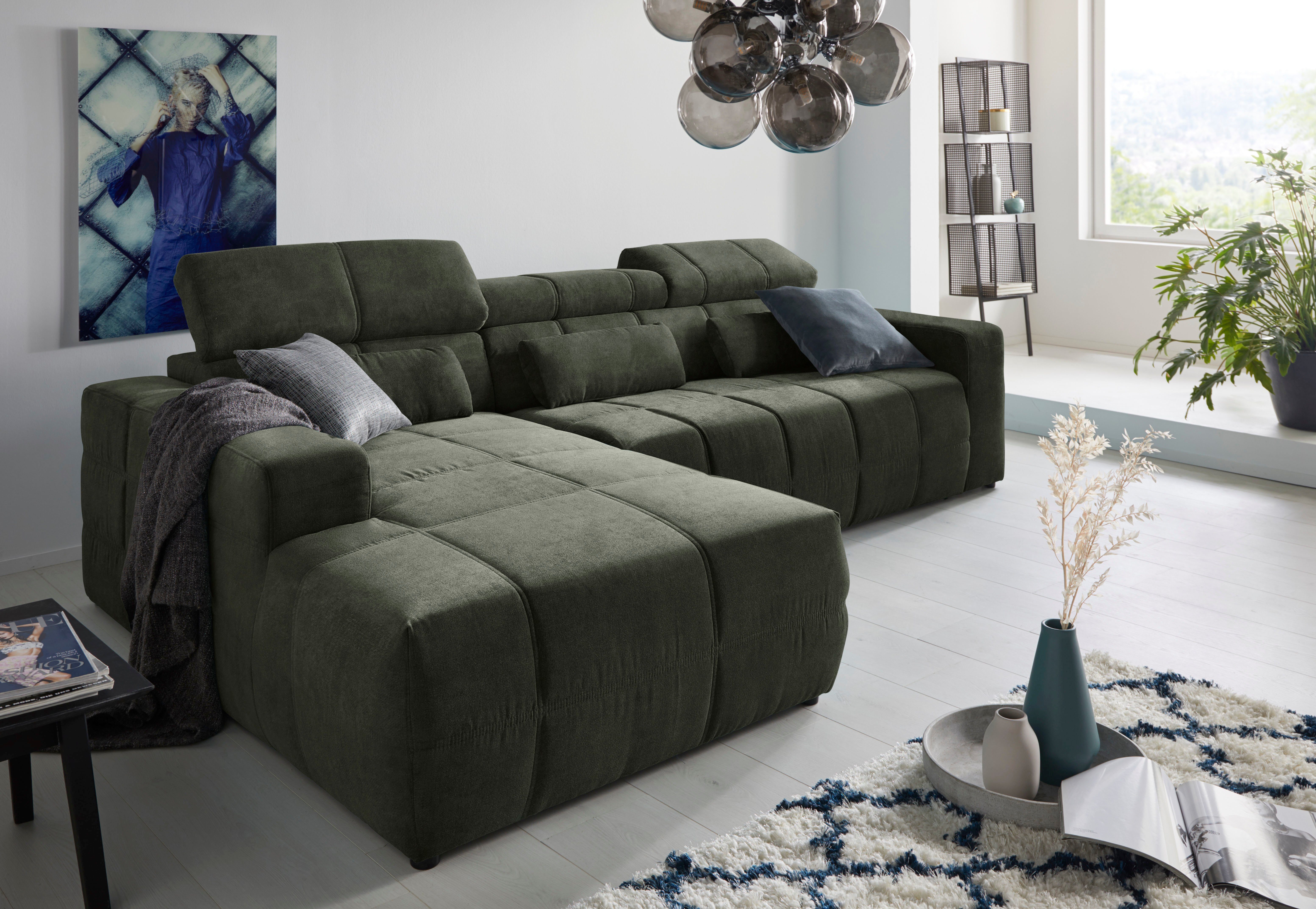 DOMO collection Ecksofa Brandon große Ausführung B/T/H: 289/177/80 cm, auch in Leder und Cord, mit Kopfteilverstellung, wahlweise Sitztiefenverstellung, L-Form