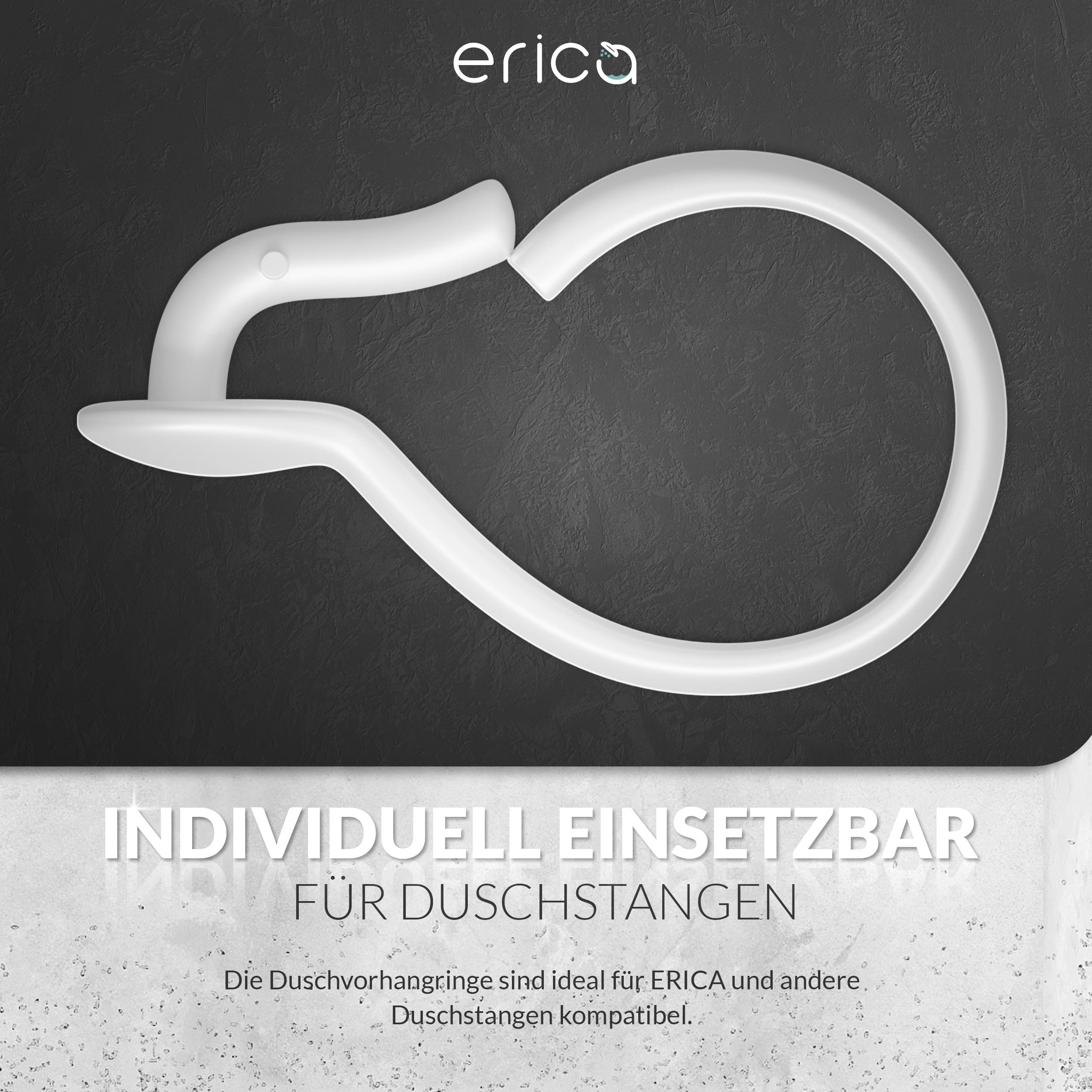 Erica Duschvorhangringe für Duschstange glänzend 12er Packung, (12) – Bild 3 von 5