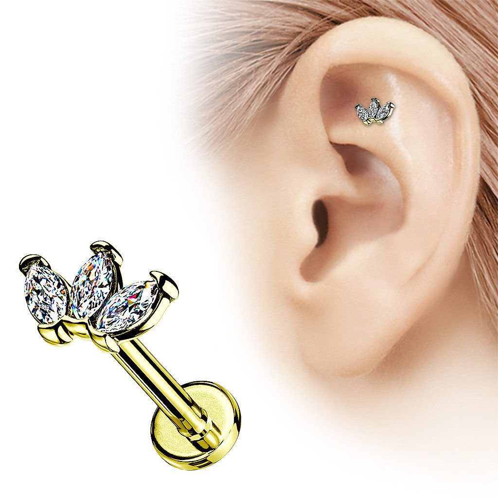 Taffstyle Piercing-Set Tragus Labret Piercing Stecker flach Kristall Marqui günstig online kaufen