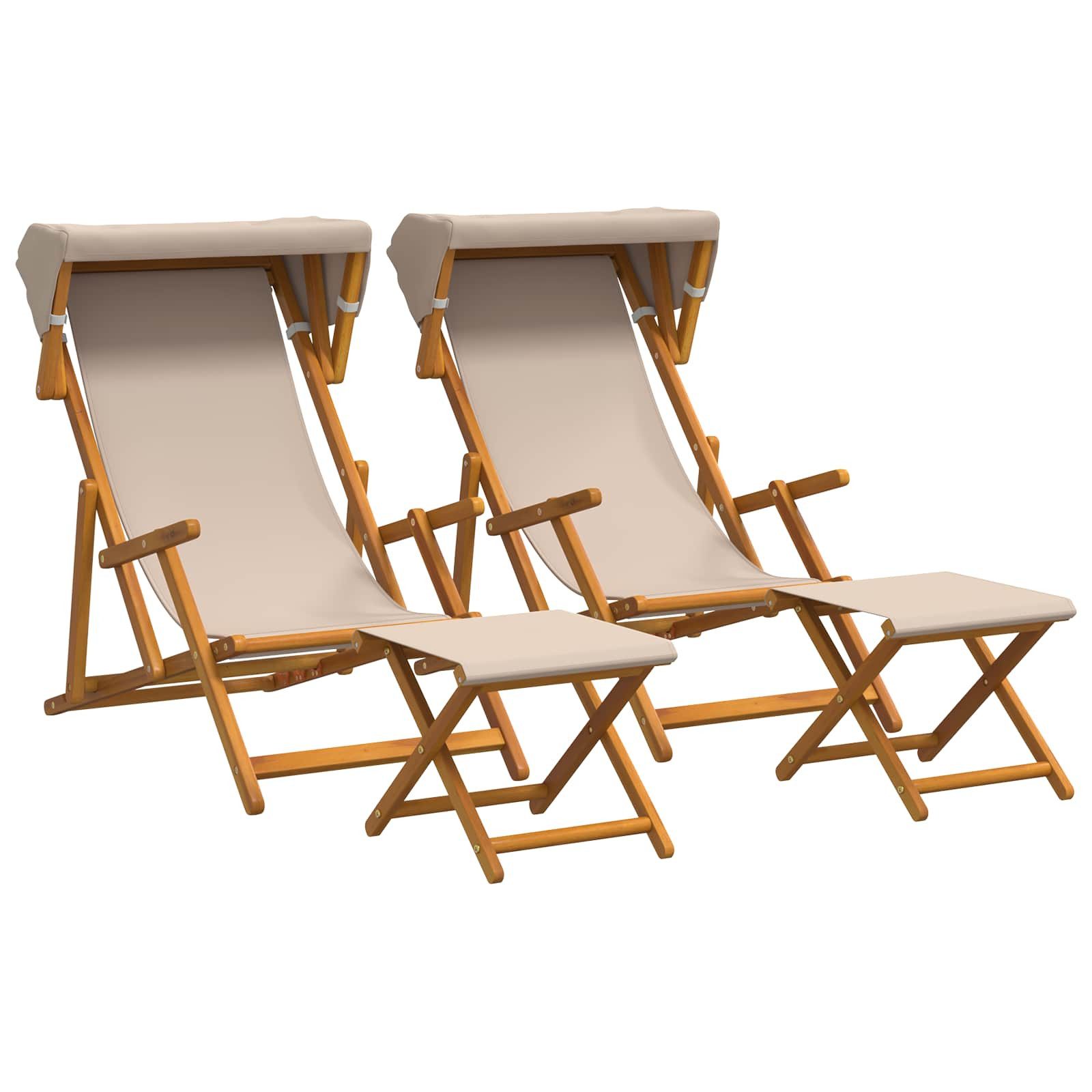 vidaXL Gartenliege Liegestuhl 4 pcs 3 Position Massives Eukalyptus Holz Beige, 4 St.