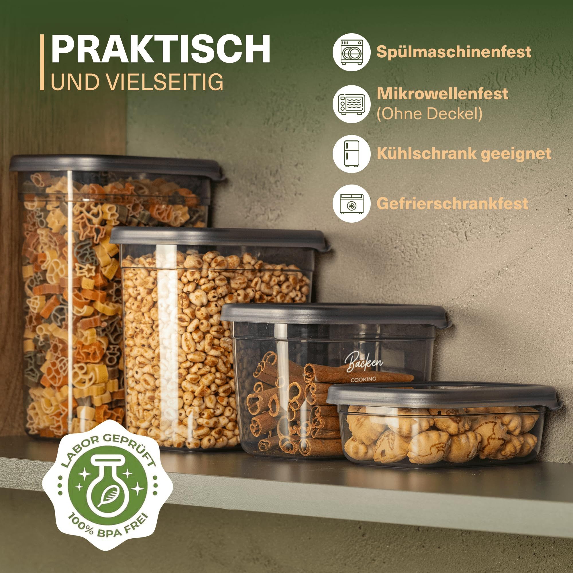 Viwares Vorratsdose Viwares Vorratsdosen-Set Mix Rechteckig - SERIE PEGGY 20 Teilig, Polypropylen – Bild 5 von 5