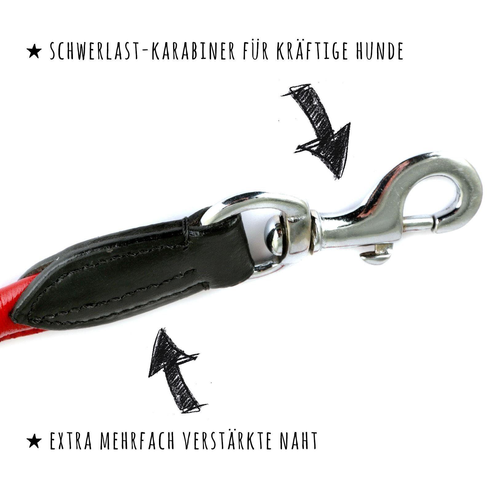 Monkimau Hundeleine Verstellbare Führleine aus echt Leder, Leder (Packung)