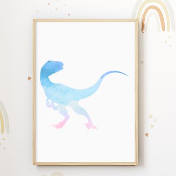 Tigerlino Poster T-Rex Dinosaurier Bilder 3er Set Kinderzimmer Dino Poster Babyzimmer
