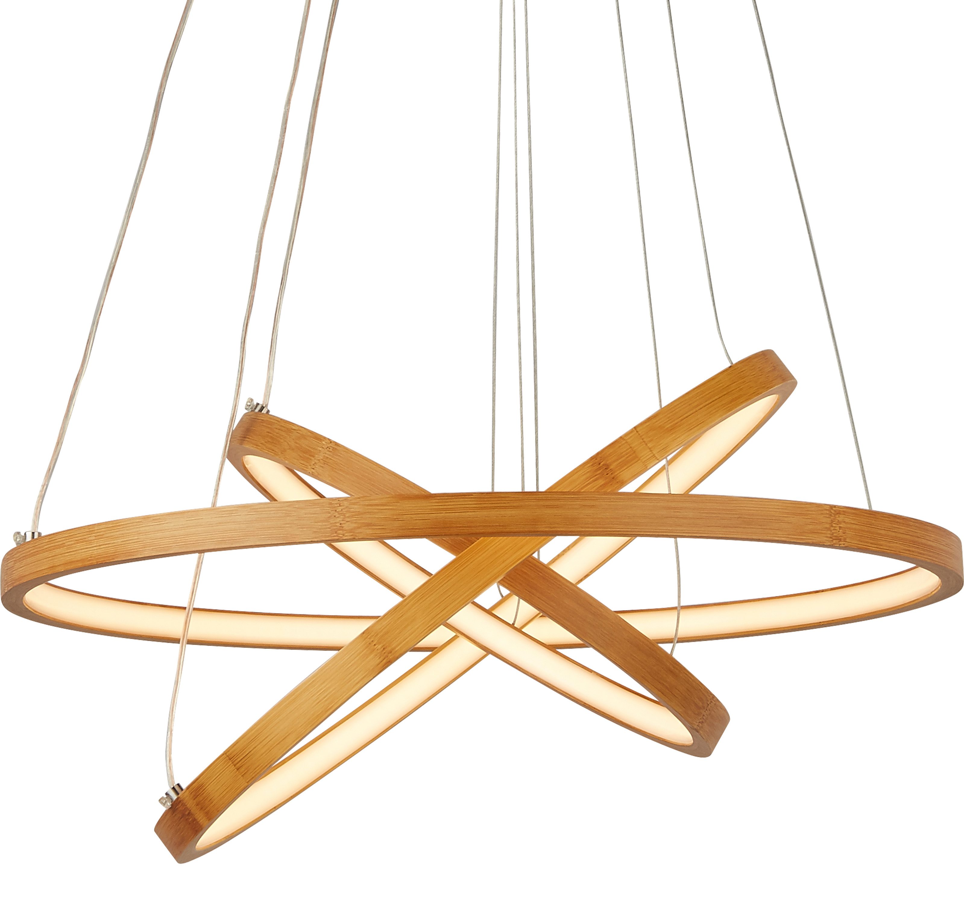 Searchlight Hängeleuchte x Eternity Pendant - Natural Bamboo & Gold Metal, LED fest integriert, Warmweiß