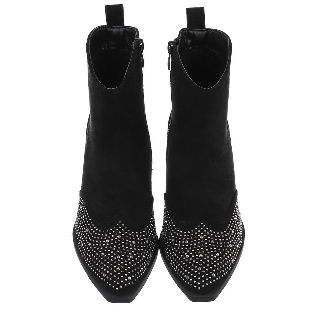 Ital-Design Damen Cowboyboots Biker Westernstiefelette (88489510) Blockabsatz Stiefeletten in Schwarz