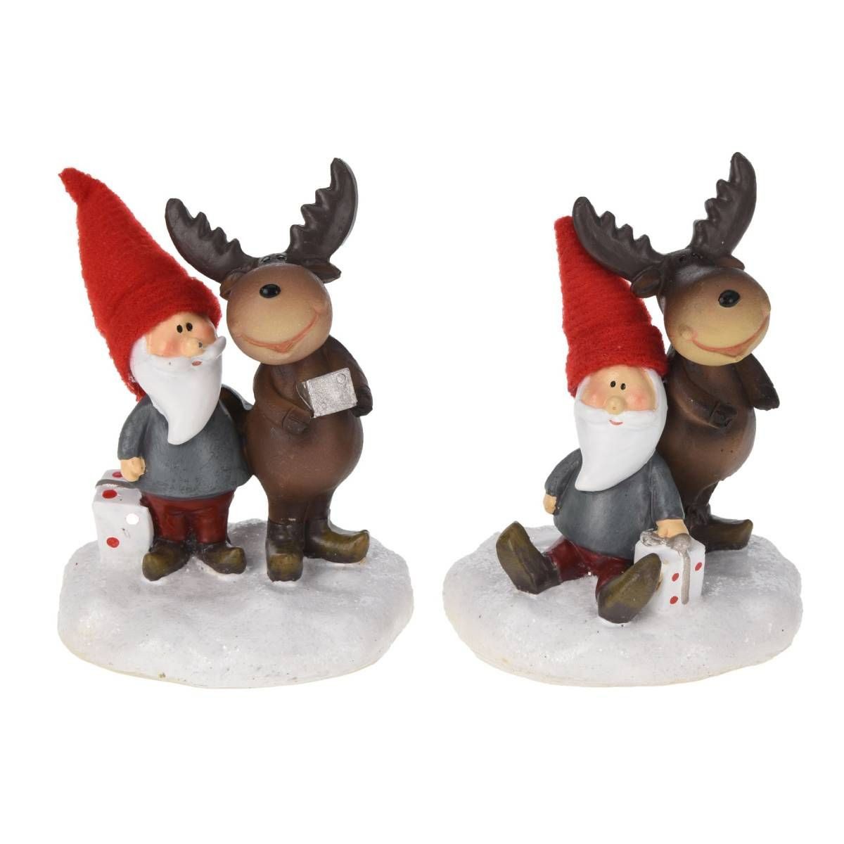Weihnachtsfigur Wichtel und Rentier im 2er Set 7, 13 oder 18cm