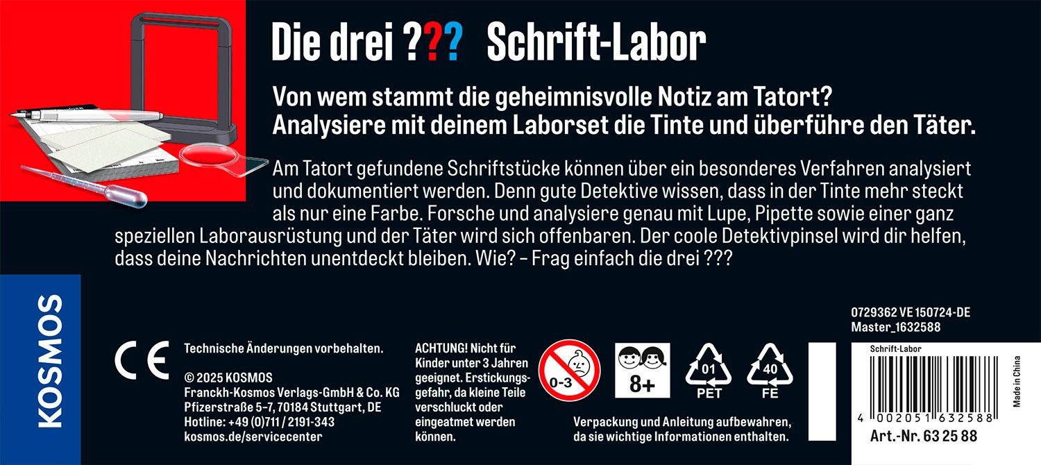 Kosmos Experimentierkasten Die drei ??? Schrift-Labor