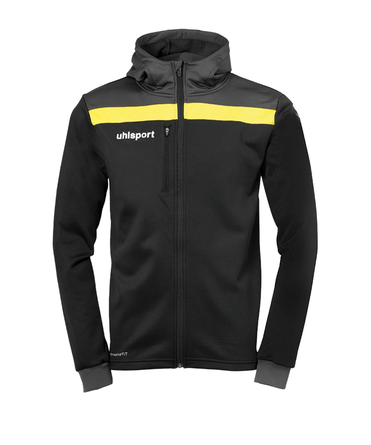 uhlsport schwarzgraugelb Kapuzenjacke Sweatjacke Offense 23