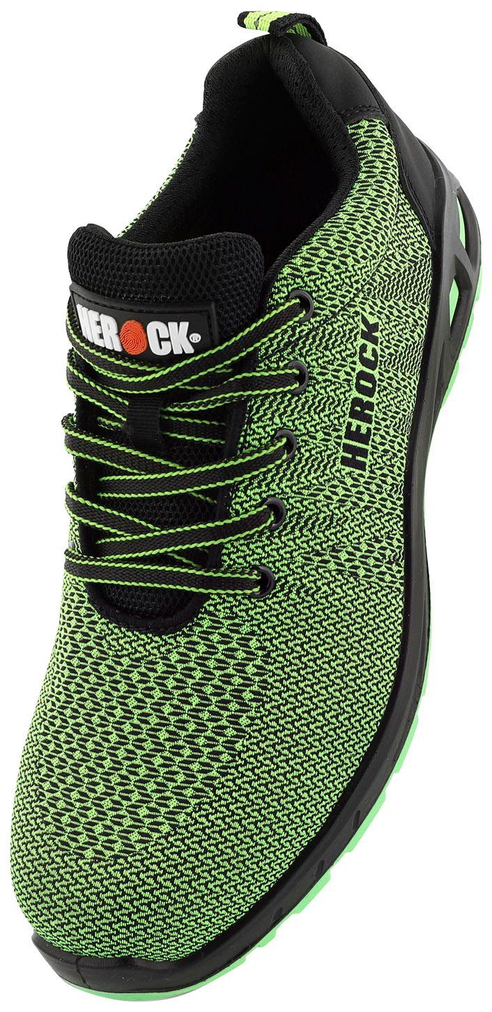 Herock Titus S1P Niederige Sicherheitssneakers Sicherheitsschuh leicht, Extrem Fiberglaskappe, rutschhemmend fluo-grün durchtrittschutz