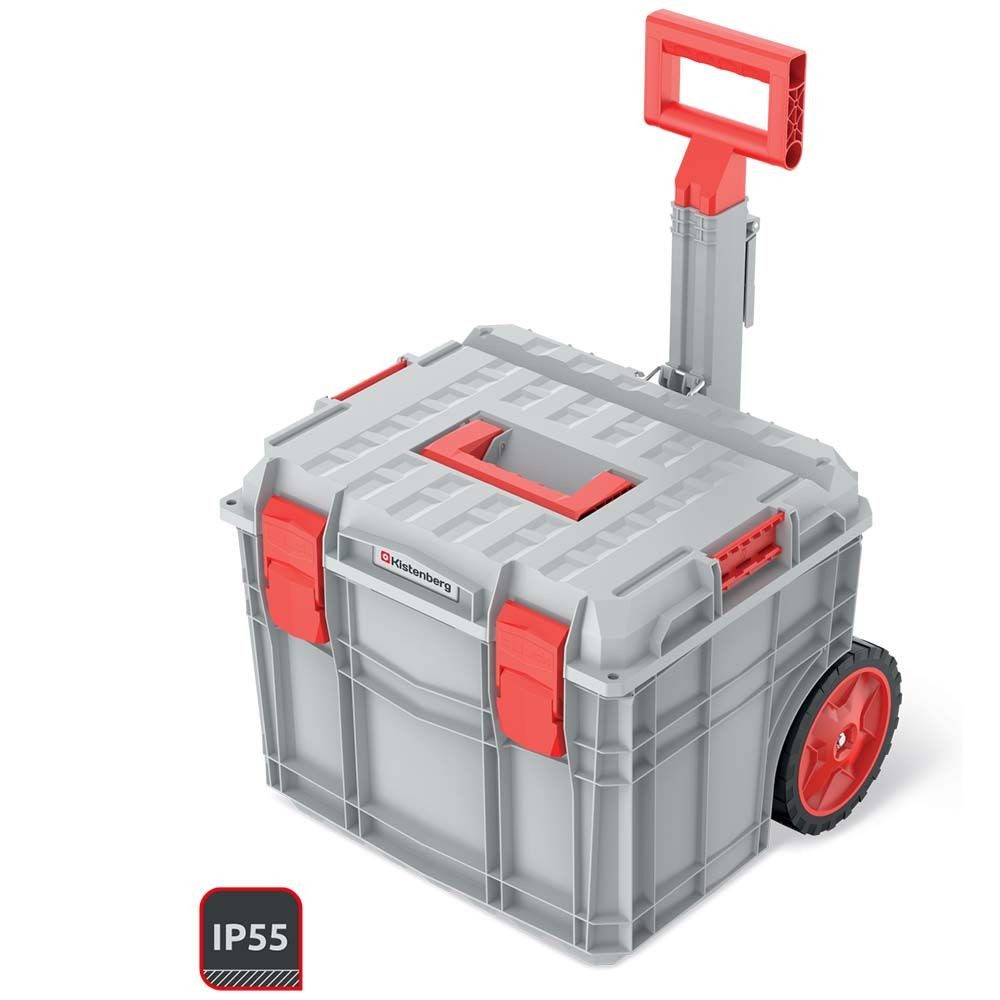 Prosperplast Werkzeugkoffer Kistenberg Werkzeugkiste C BLOCK PRO TROLLEY Cool grey mit Rädern