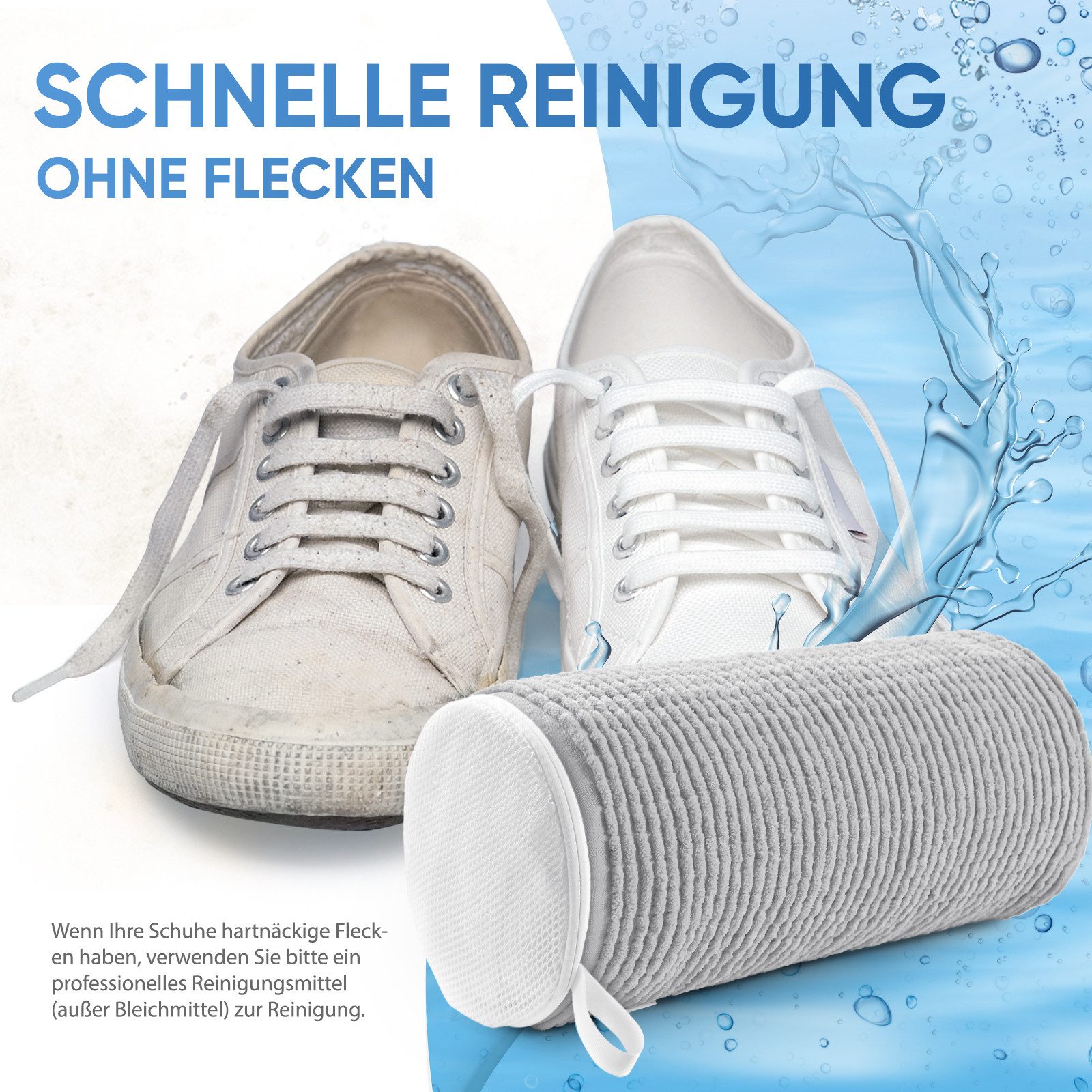 Teletrogy Wäschenetz Schuhwaschbeutel Waschmaschine, 2Pcs 3D-Net Wäschesack Schuhe,(1-St), Schuhbeutel für Waschmaschine mit Verstecktem Reißverschluss, Max EU46