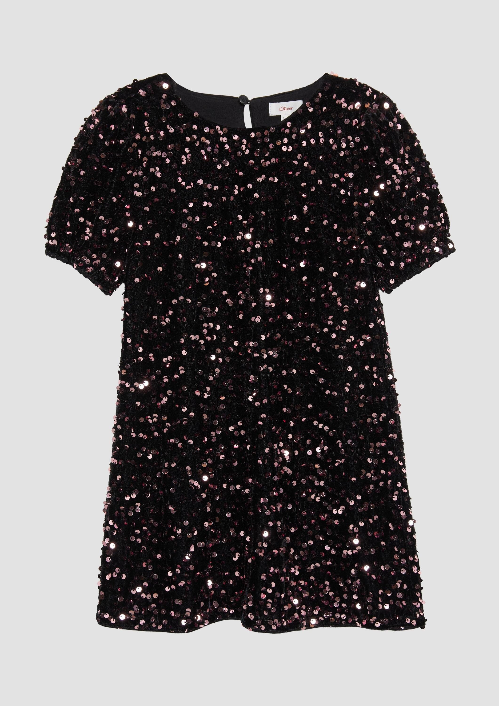 s.Oliver Minikleid Kleid Ausgestelltes Samtkleid mit Pailletten