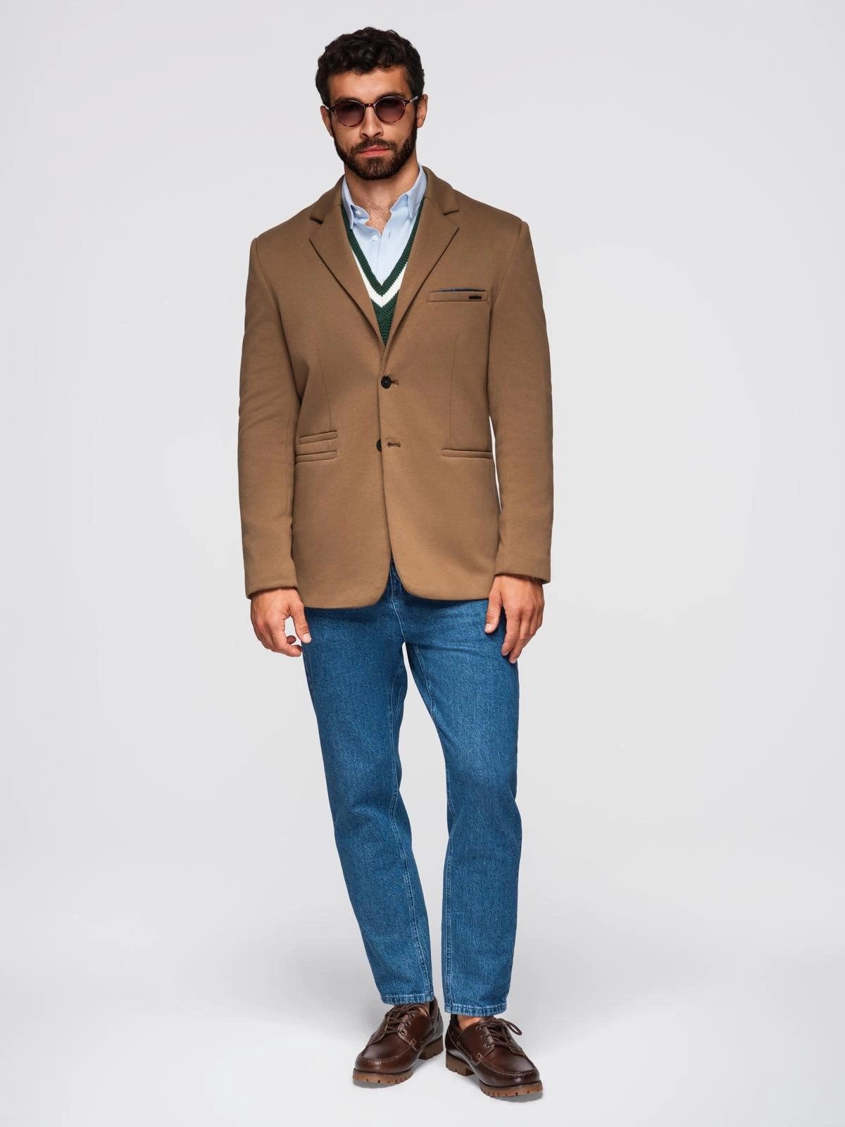 OMBRE Anzugsakko Herren Strickblazer in Slim-Fit-Passform
