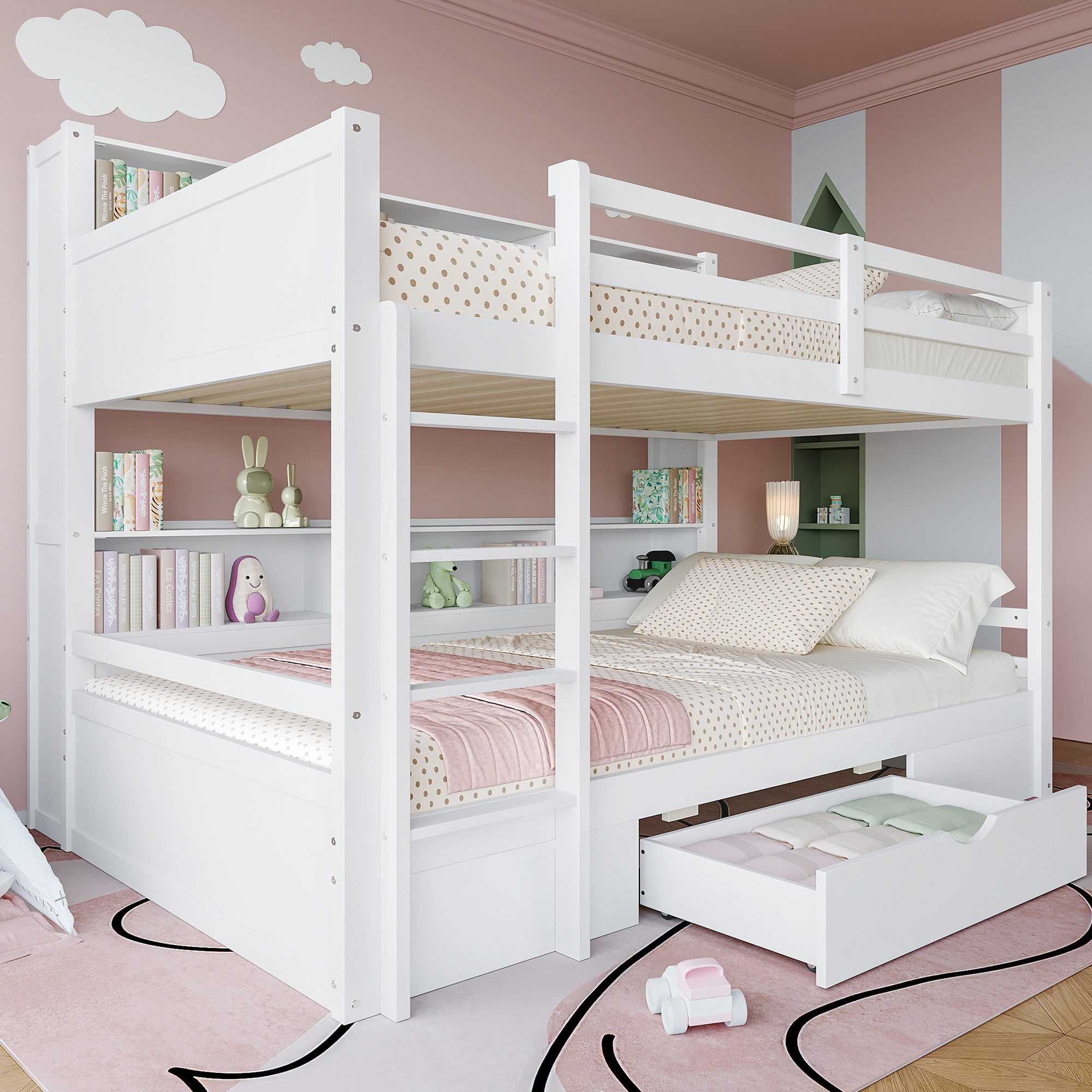 TavilaEcon Etagenbett Kinderbett Jugendbett mit Schubladen und Staufächern, günstig online kaufen